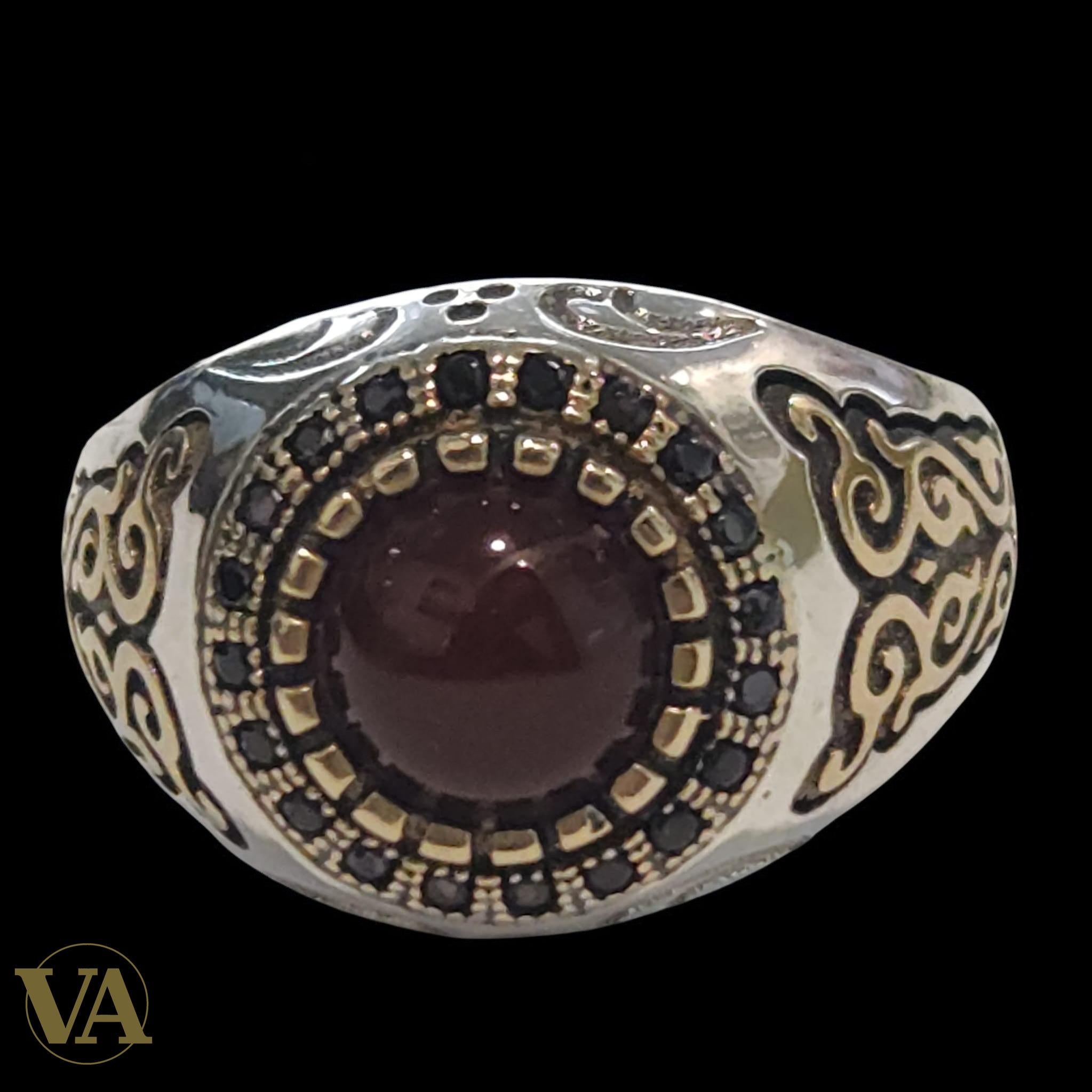 Bague Homme Argent 925 Cornaline – Style Ottoman & Élégance