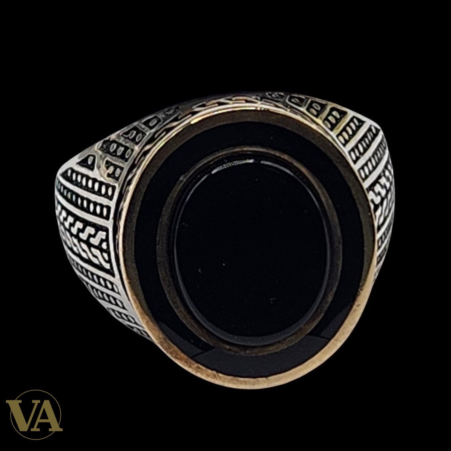 Bague homme argent 925 avec onyx noir