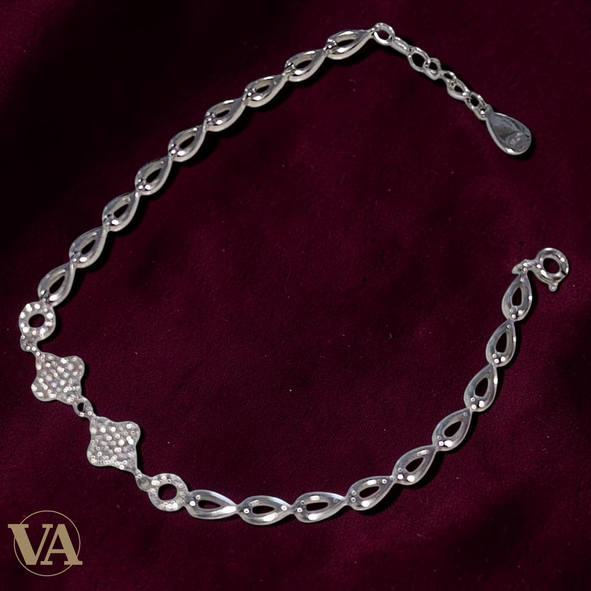 Bracelet Femme Argent 925 Maillons Feuilles Ajourées