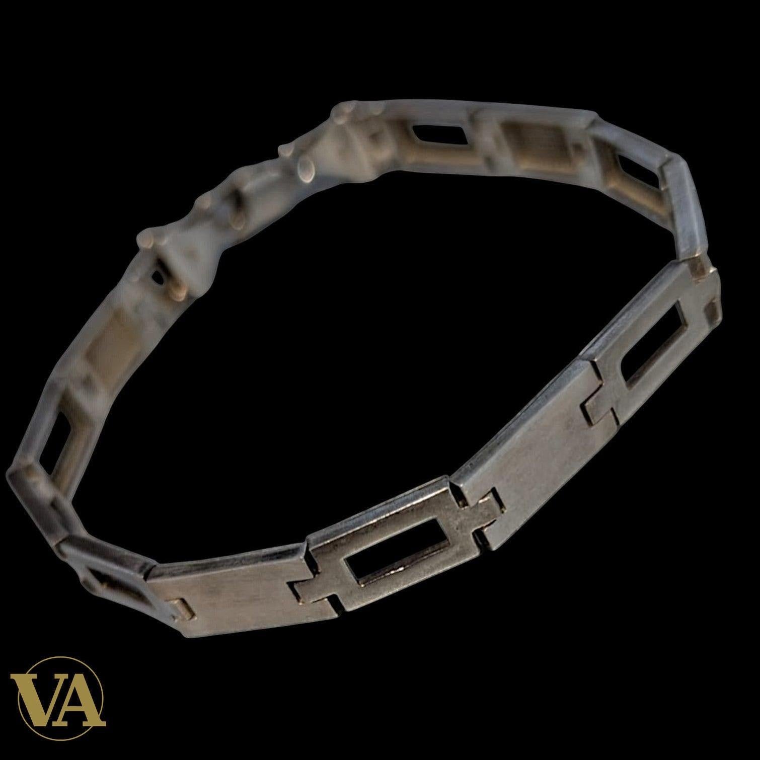 Bracelet Homme Argent 925 – Maillons Rectangulaires 7 mm