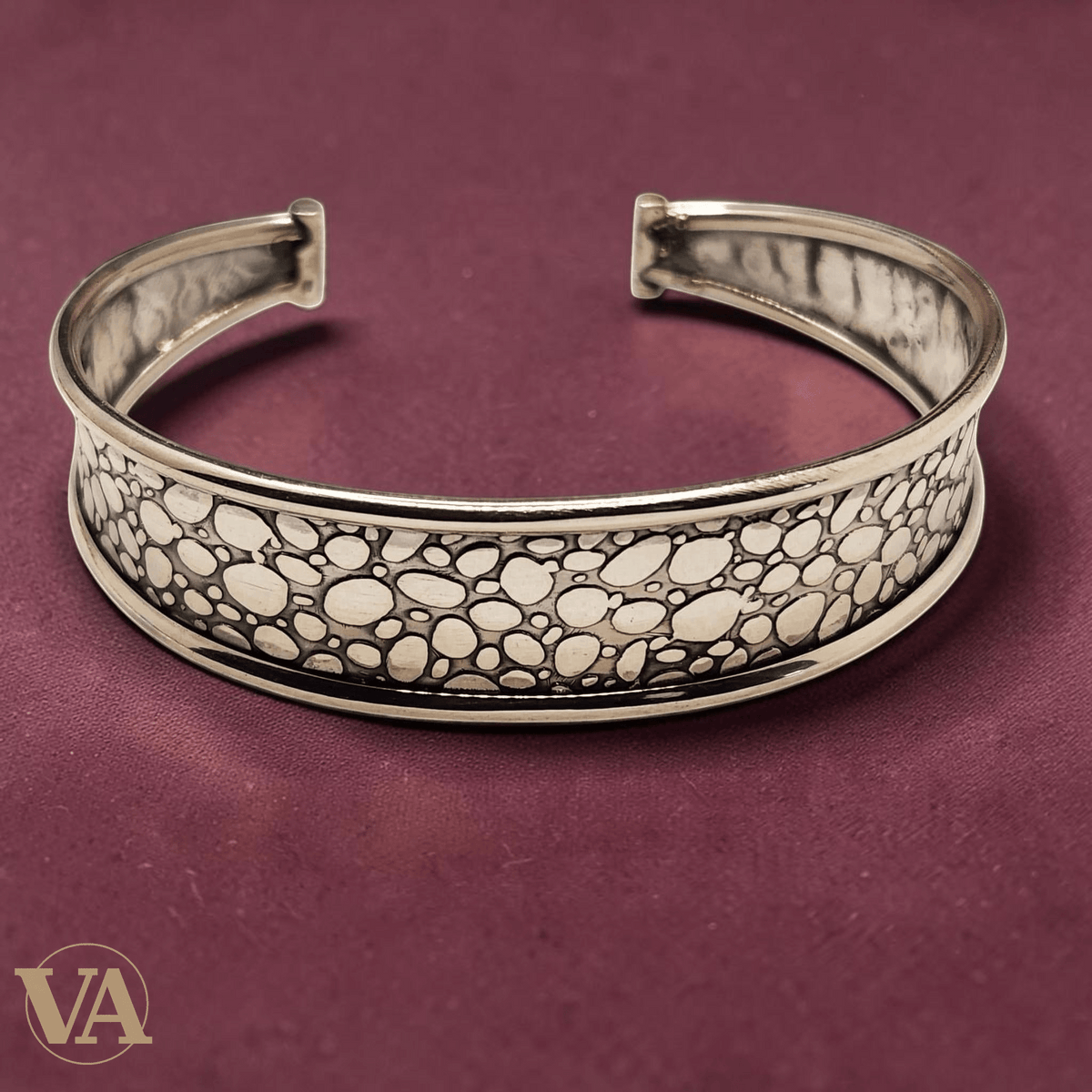 Bracelet Jonc Femme Argent 925 – Motif Galet Texturé - Argent 925 - Vindicta