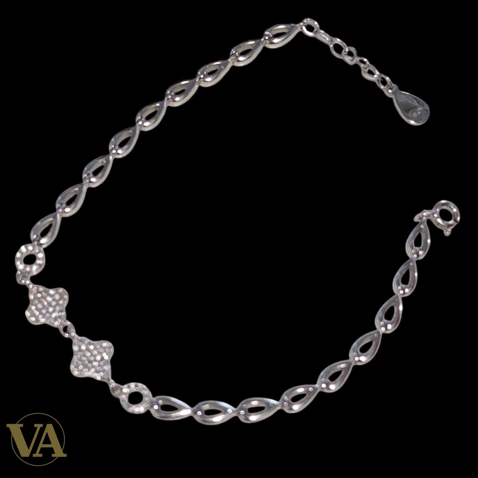 Bracelet femme argent 925 maillons feuilles ajourées