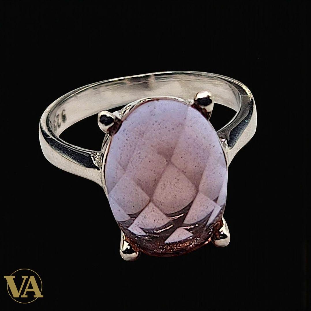 Bague femme en argent 925 avec pierre sultanite ovale – Élégance unique