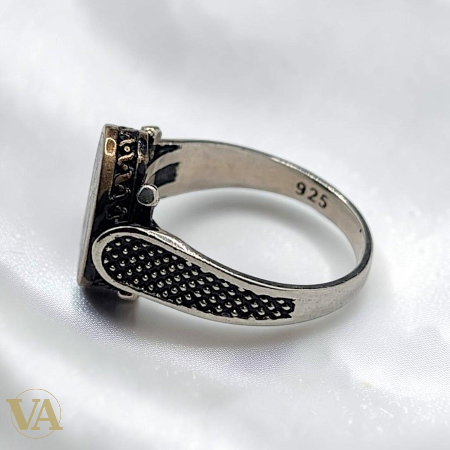 Chevalière Homme Argent 925 & Onyx – Épées Croisées Plaqué Or Rose | Bijoux Vindicta
