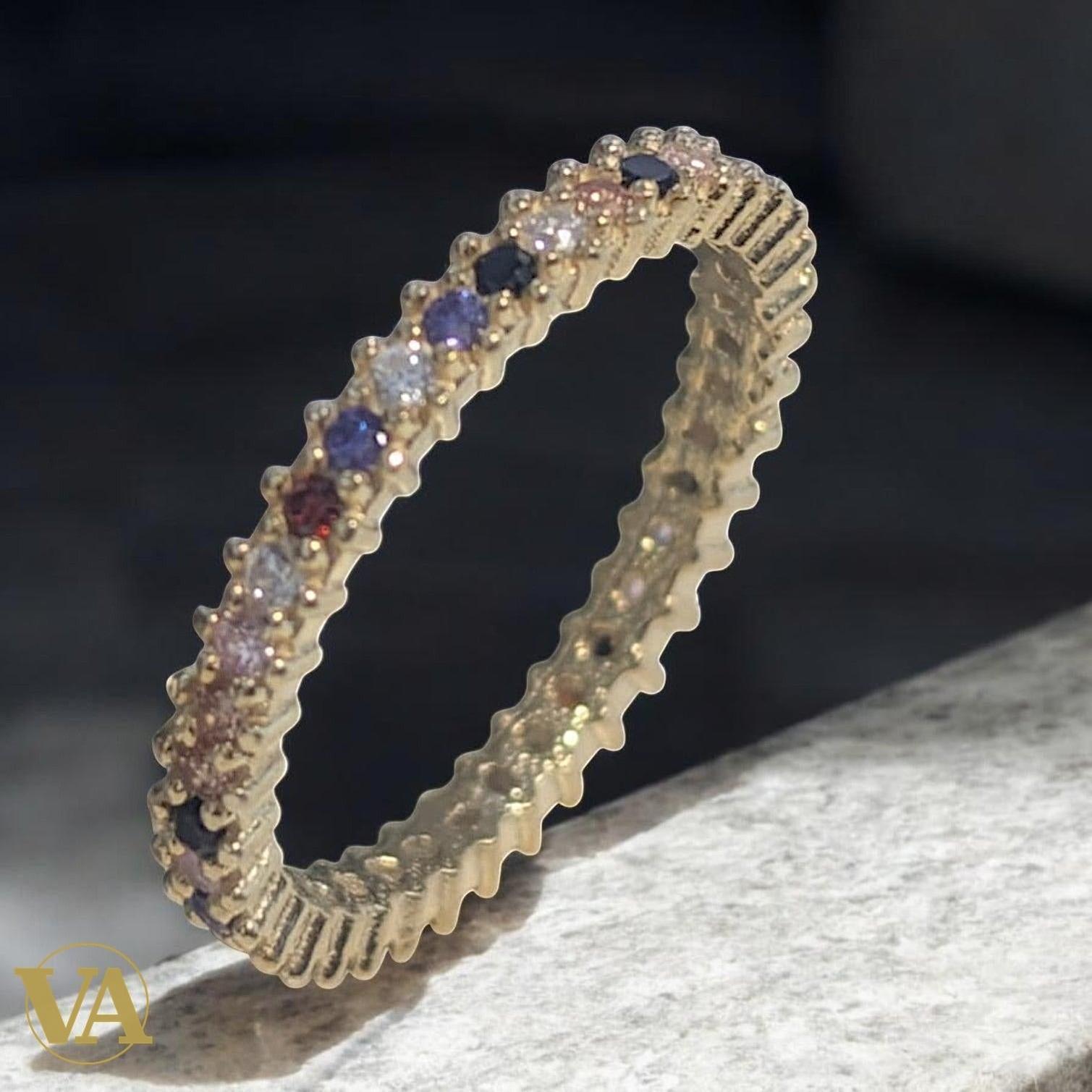 Bague femmes Argent Plaqué Or Oxydes Multicolores