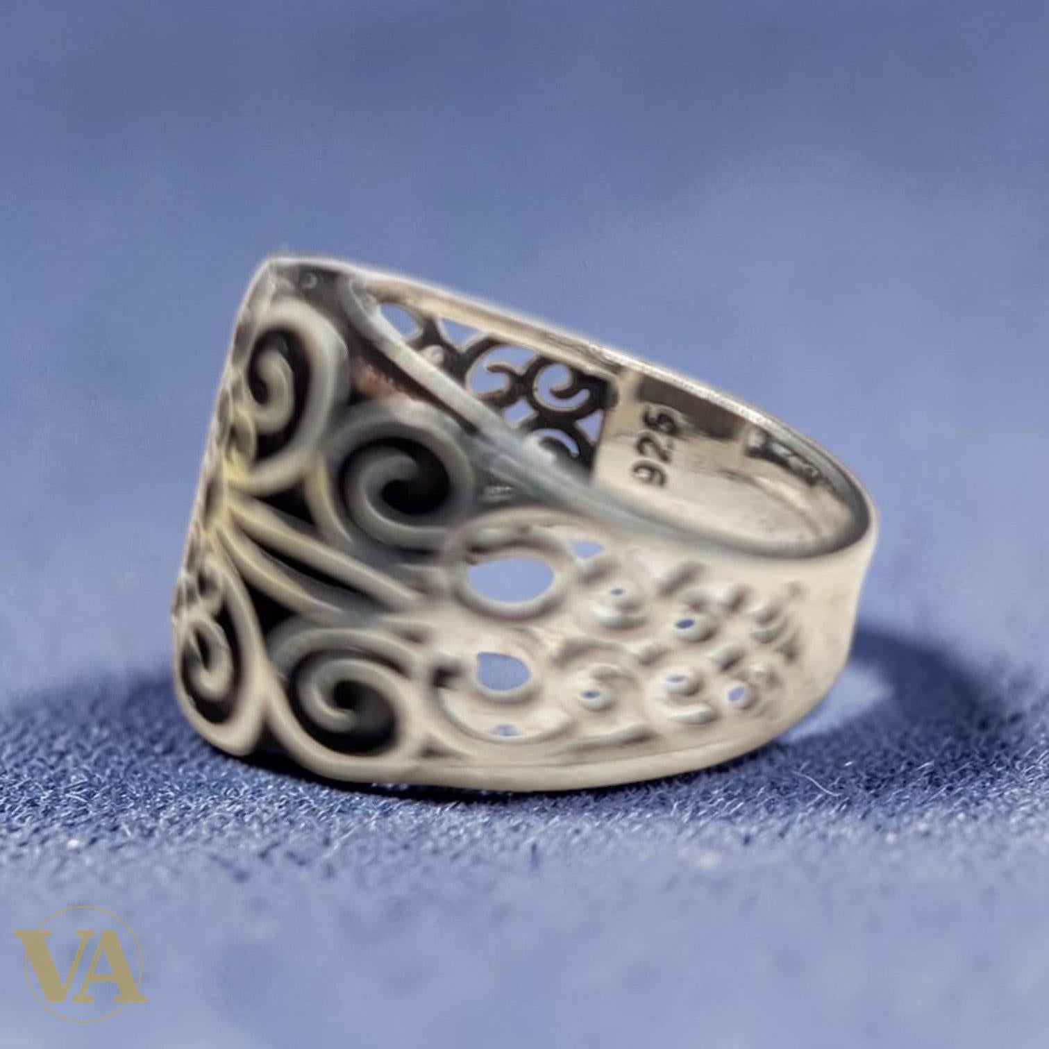Chevalière Homme Argent 925 Arabesques Ajourées Cornaline-Vindicta : Bijoux Argent 925 Massif, Luxe et Héritage