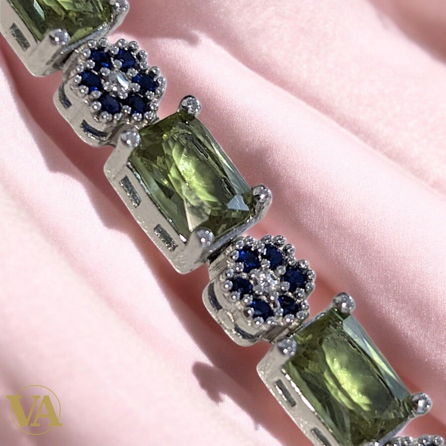 Bracelet Femme Argent 925 Sultanite Reflets Changeants Vintage