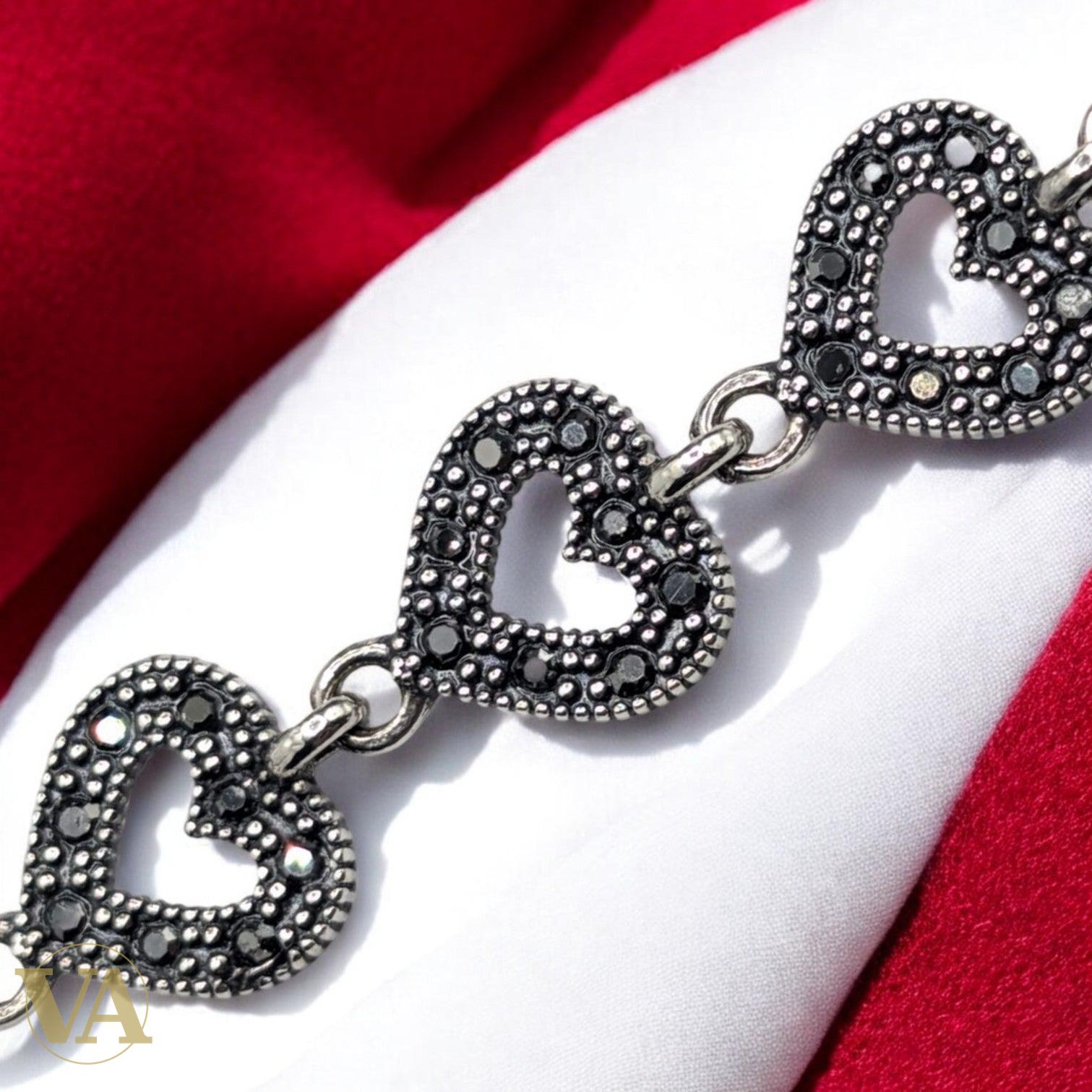 Bracelet Femme Argent 925 Cœurs Marcassite