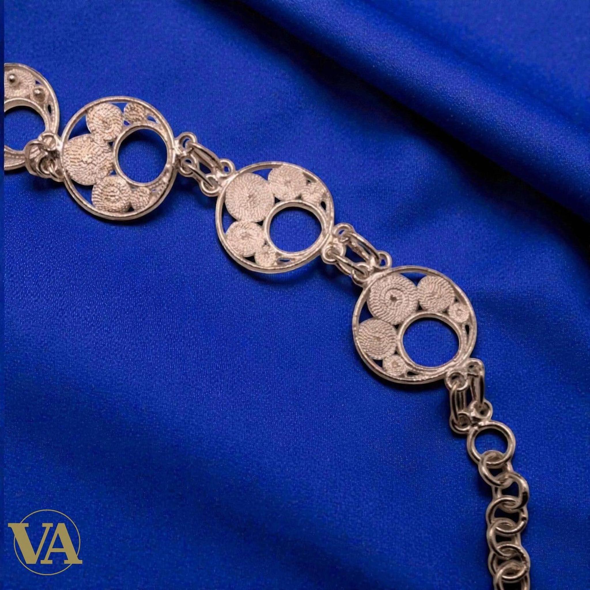Bracelet Femme Argent 925 Massif – Cercles Filigranes Artisanaux | Bijoux Vindicta