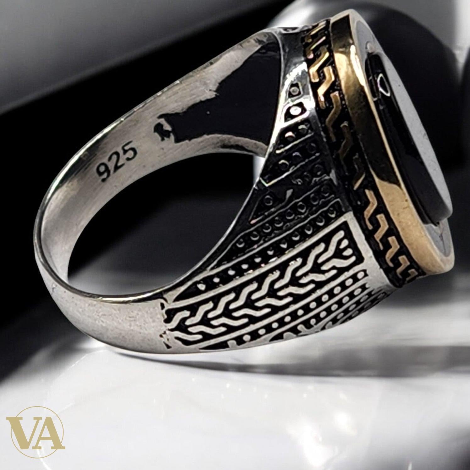 Bague homme argent 925 avec onyx noir