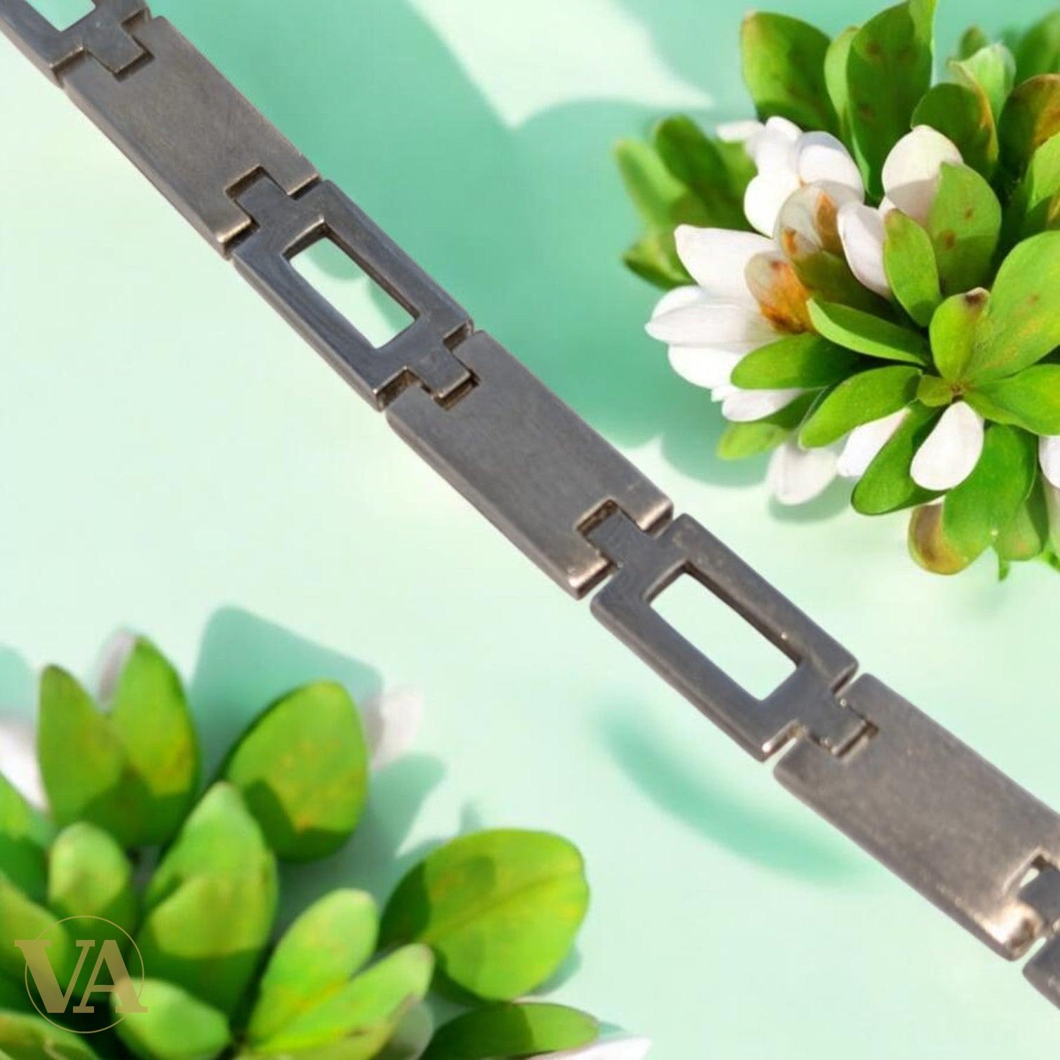 Bracelet Homme Argent 925 – Maillons Rectangulaires 7 mm