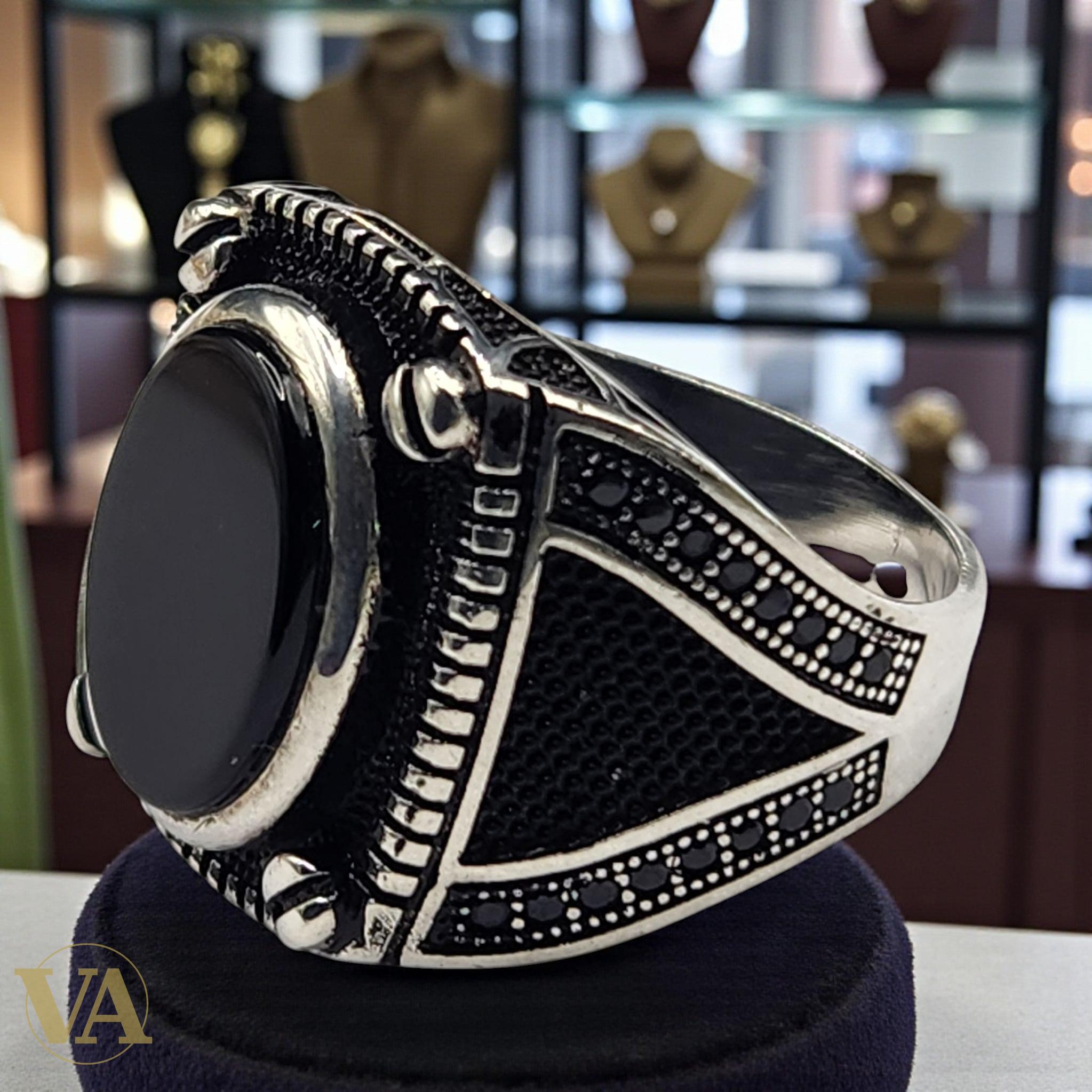 Bague Homme en Argent 925 & Onyx Noir – Design Viril