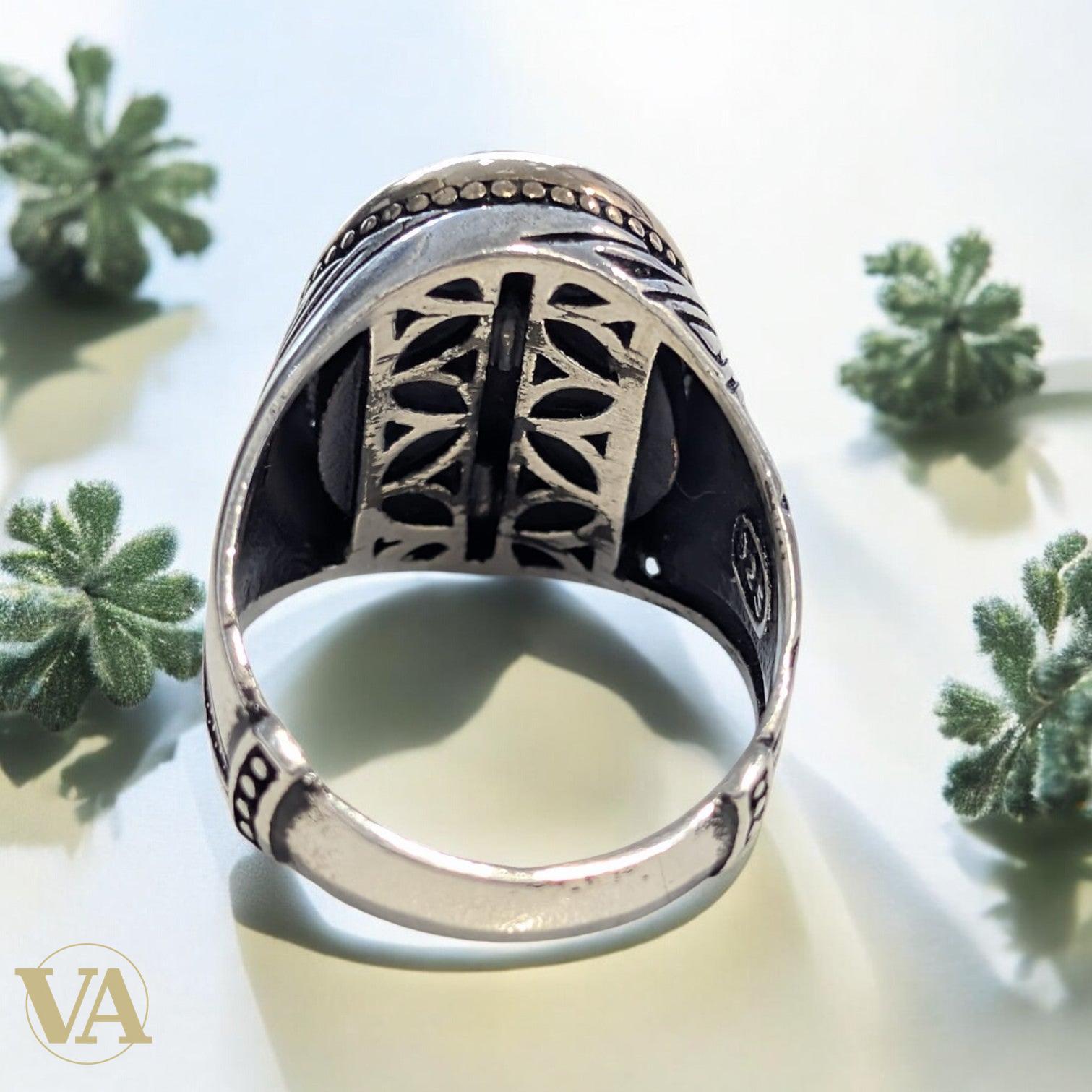 Bague homme – Argent 925 & Plaqué or rose – Onyx noir