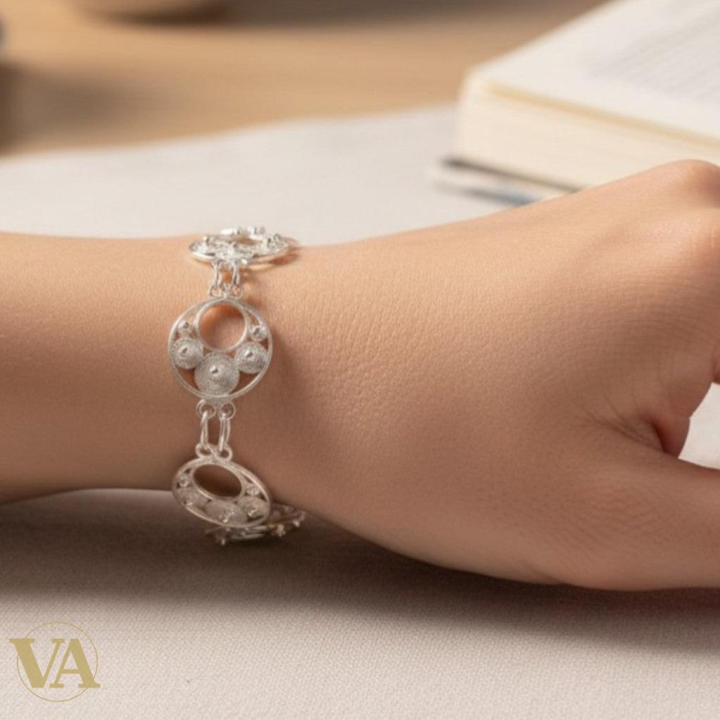 Bracelet Femme Argent 925 Massif – Cercles Filigranes Artisanaux