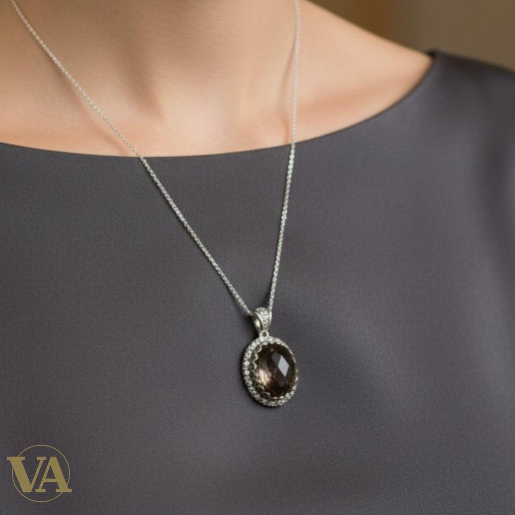 Collier Ambre Argent 925 - Pendentif Pierre Naturelle Miel Dorée