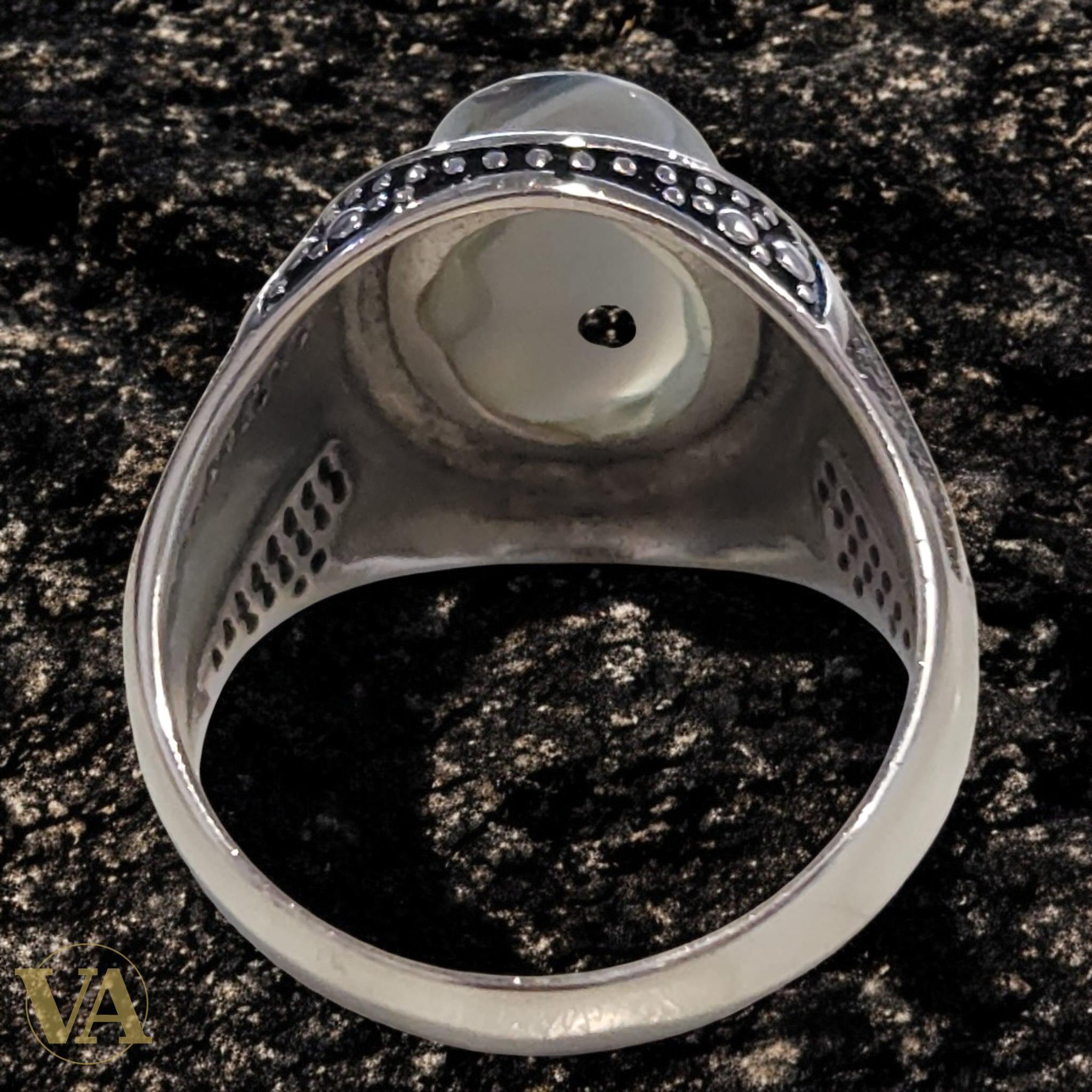 Bague Homme Argent 925 Agate Grise – Élégance Authentique - Argent 925 - Vindicta