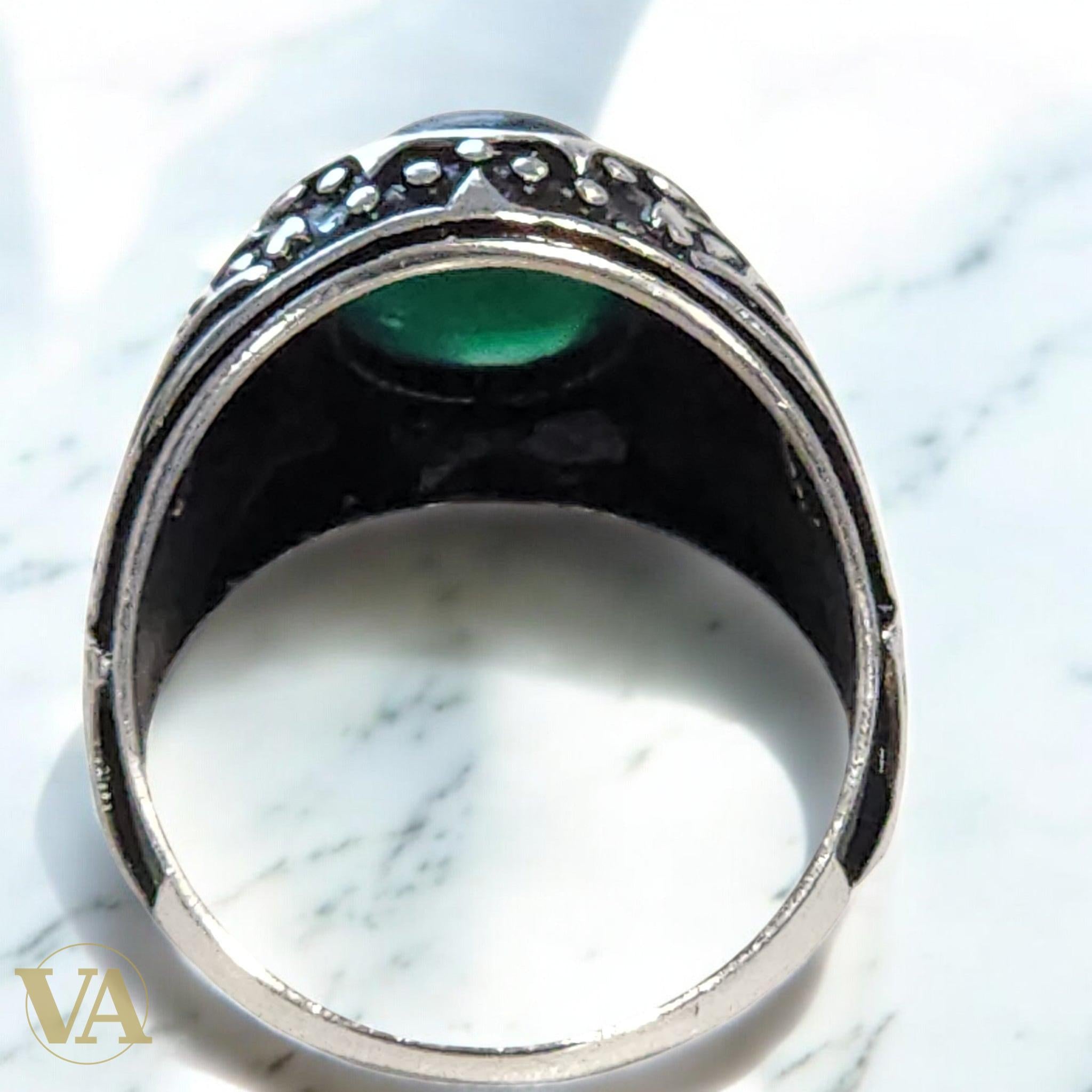 Chevalière Homme Argent 925 – Aventurine Verte Naturelle