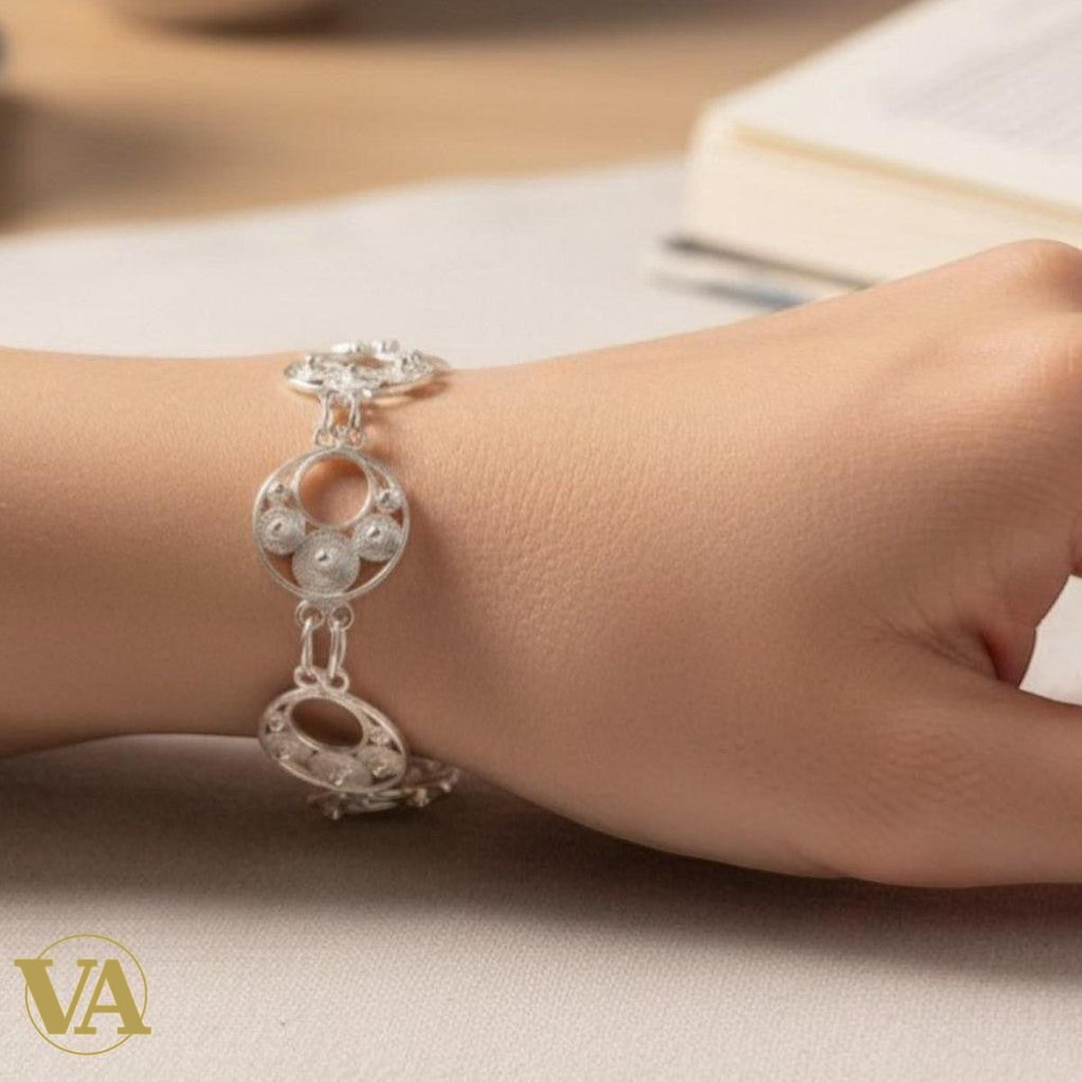 Bracelet Femme Argent 925 Massif – Cercles Filigranes Artisanaux