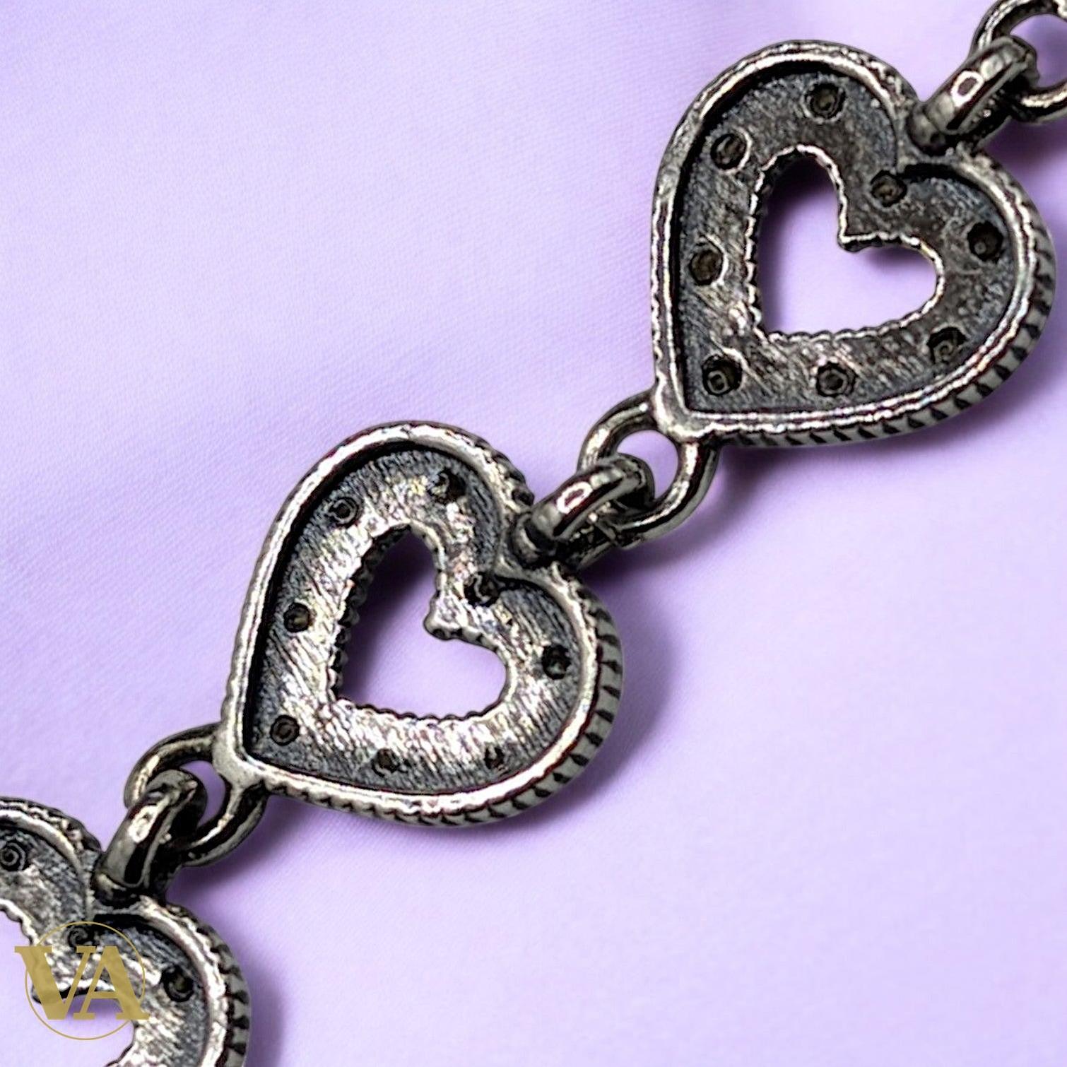 Bracelet Femme Argent 925 Cœurs Marcassite Vintage