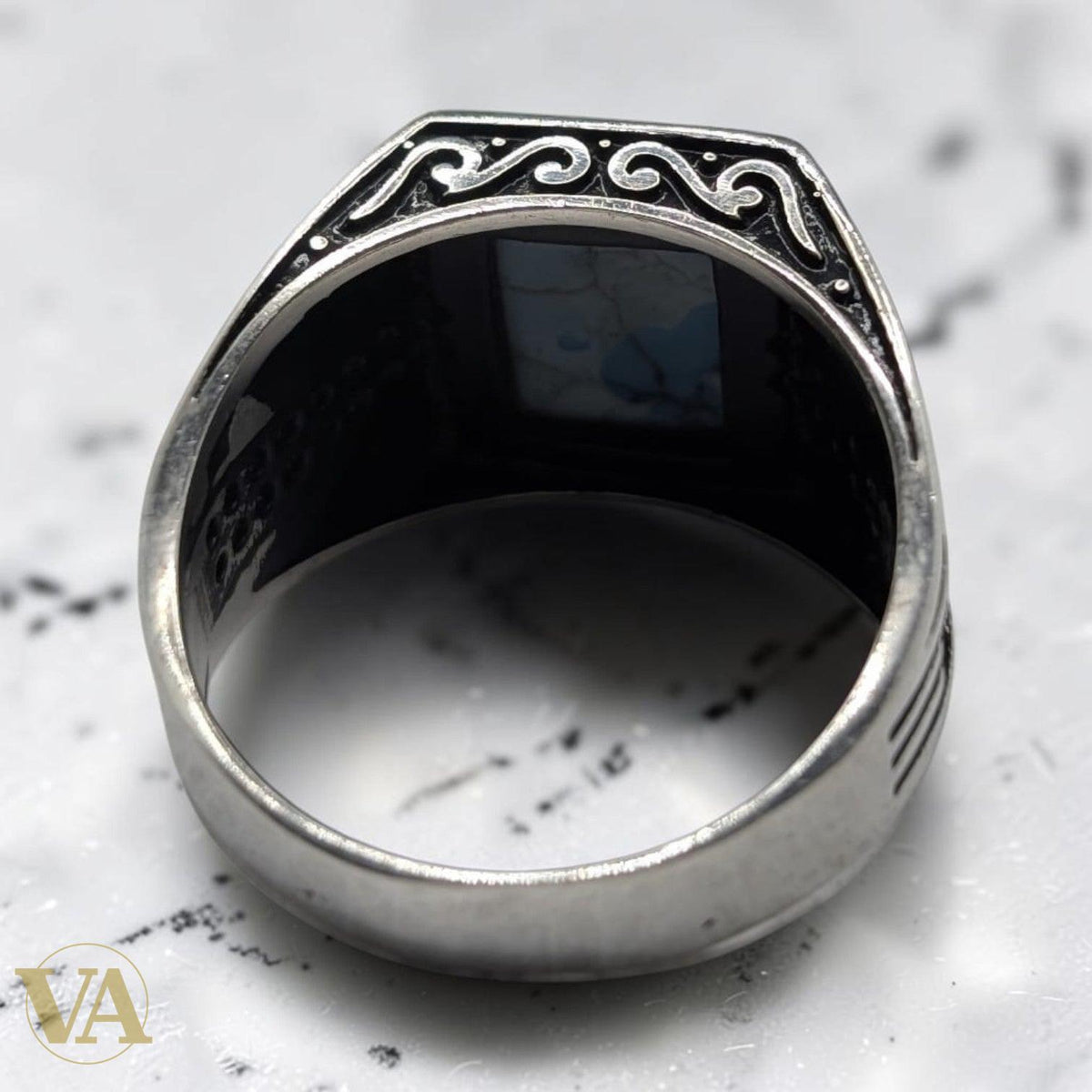 Chevalière Homme Argent 925 – Turquoise Naturelle & Arabesques Ajourées-Vindicta : Bijoux Argent 925 Massif, Luxe et Héritage