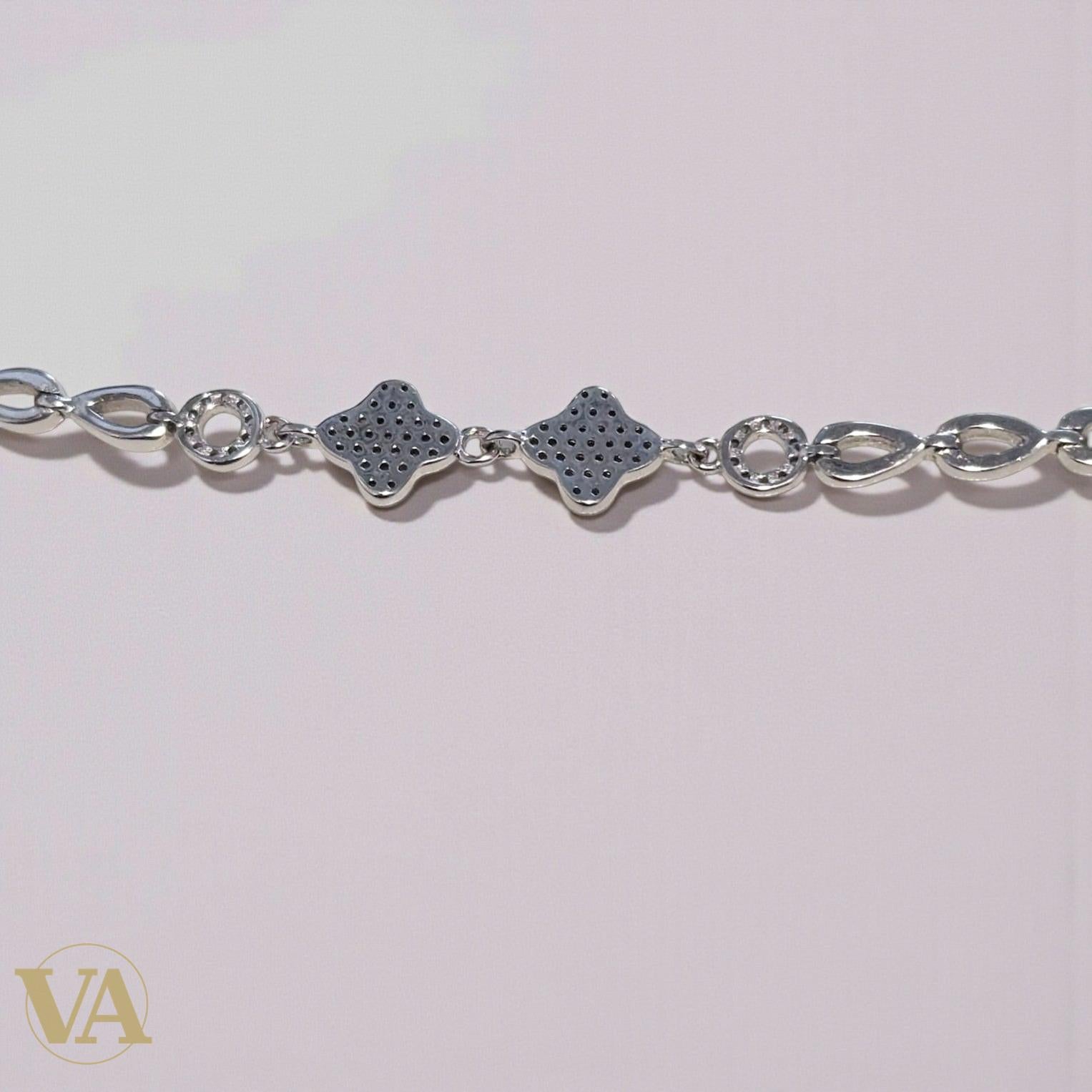 Bracelet femme argent 925 maillons feuilles ajourées