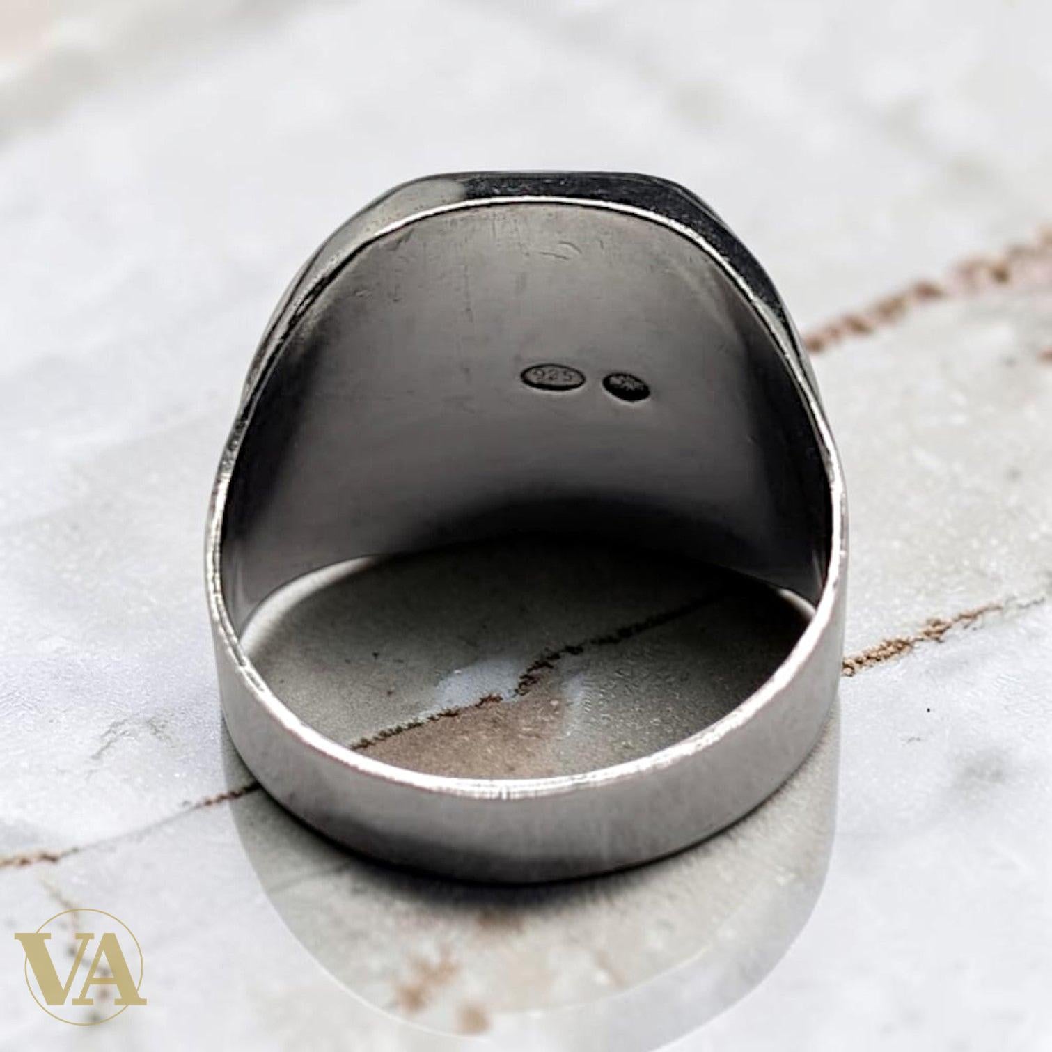 Chevalière Homme Argent 925 Plateau Brossé Rayures Diagonales | Bijoux Vindicta