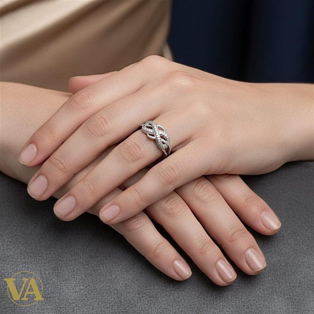 Bague Femme Argent 925 Infini Oxydes de Zirconium - Design Tressé | Bijoux Vindicta