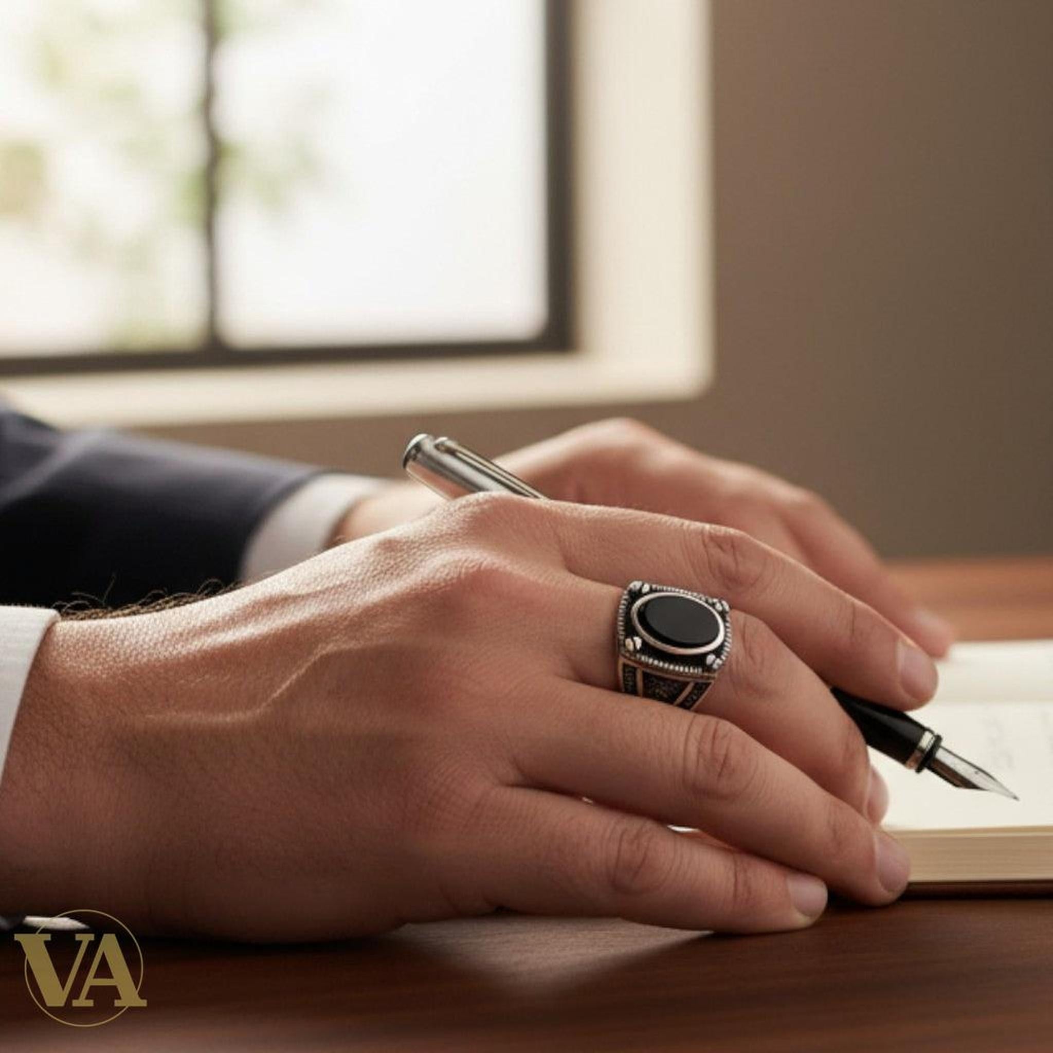 Bague Homme en Argent 925 & Onyx Noir – Design Viril | Bijoux Vindicta