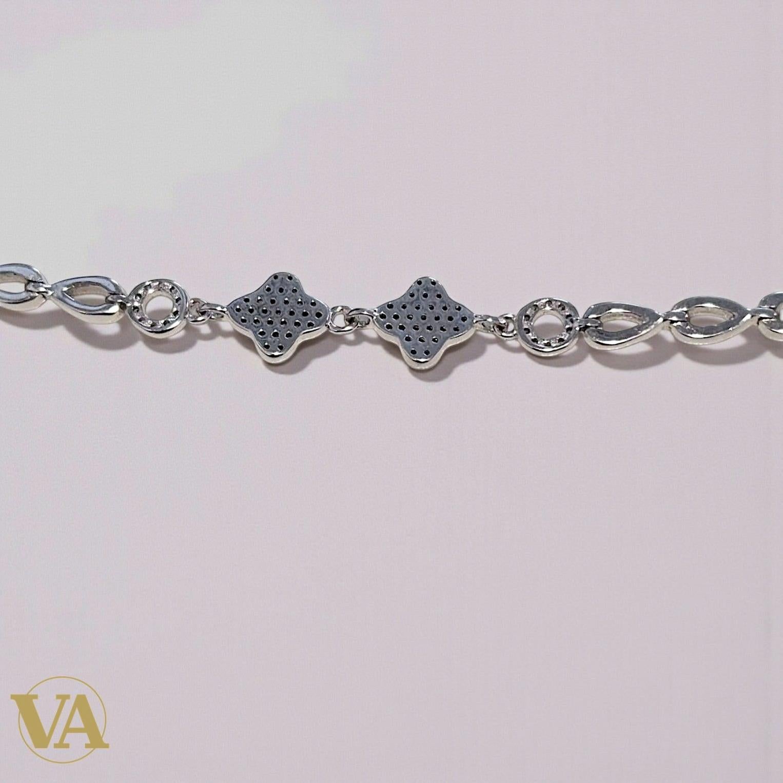 Bracelet Femme Argent 925 Maillons Feuilles Ajourées
