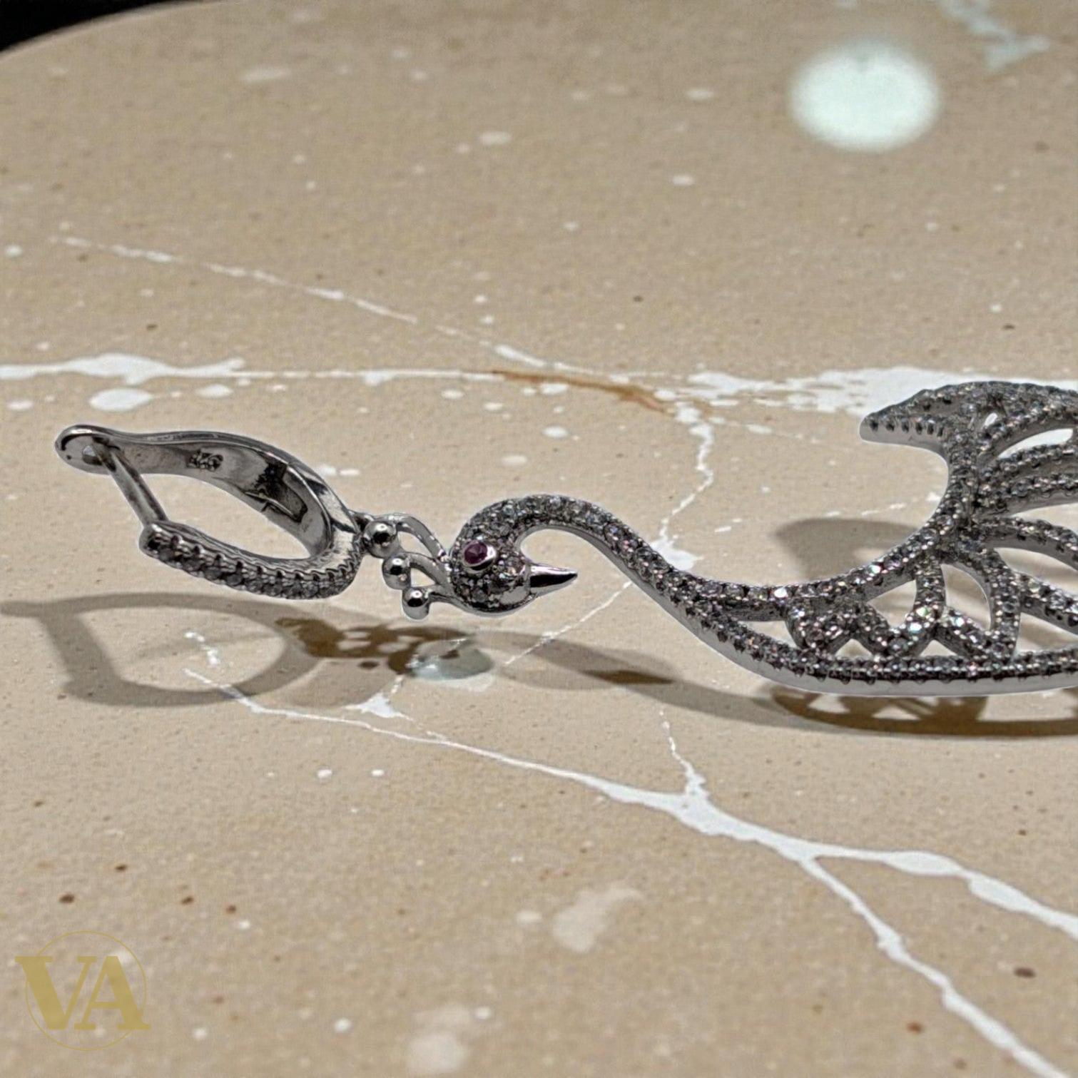 Boucles d'Oreilles Argent 925 Paon et Améthyste