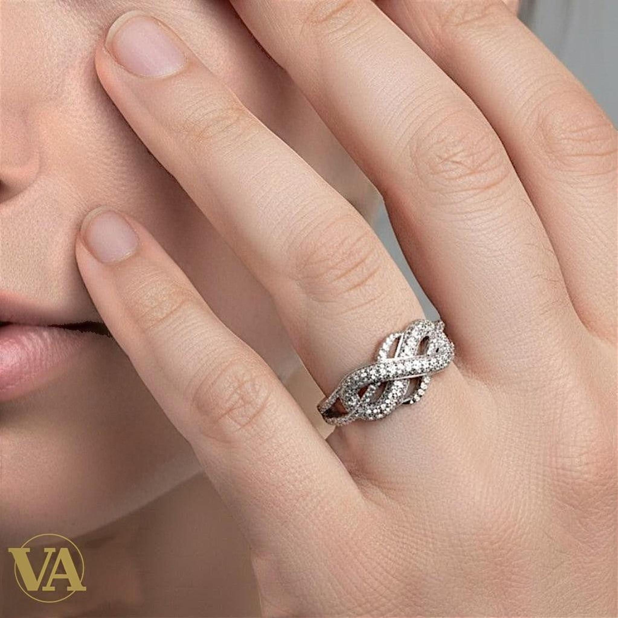 Bague Femme Argent 925 Infini Oxydes de Zirconium - Design Tressé | Bijoux Vindicta