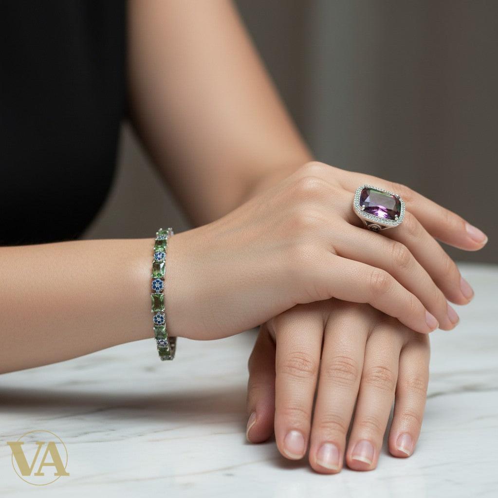 Bracelet Femme Argent 925 Sultanite – Élégance Changeante