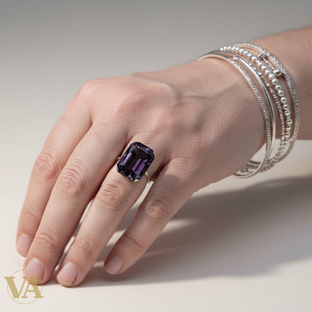 Bague femme argent 925 Améthyste taille émeraude-Vindicta : Bijoux Argent 925 Massif, Luxe et Héritage