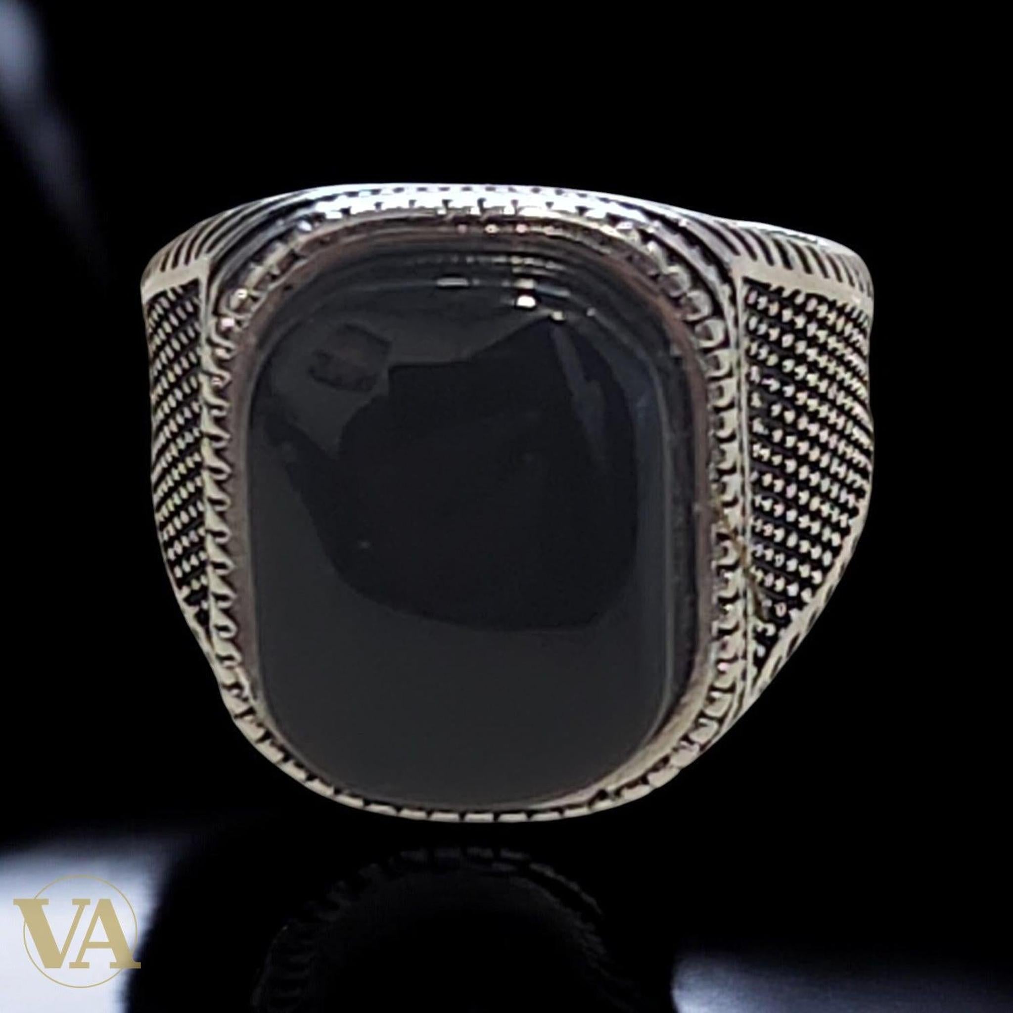 Bague Homme Argent 925 Onyx Noire Ovale – Élégance Classique | Bijoux Vindicta