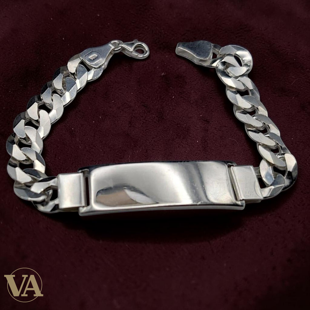 Bracelet Homme Argent 925 – Gourmette & Plaque 40 mm