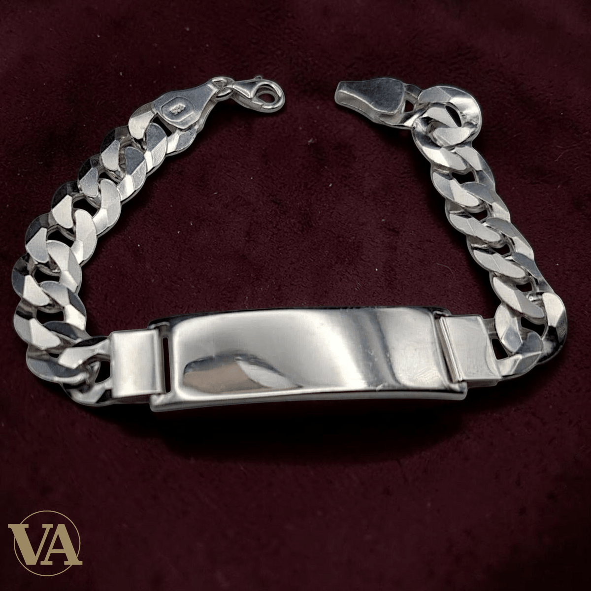 Bracelet Homme Argent 925 – Gourmette & Plaque 40 mm - Argent 925 - Vindicta