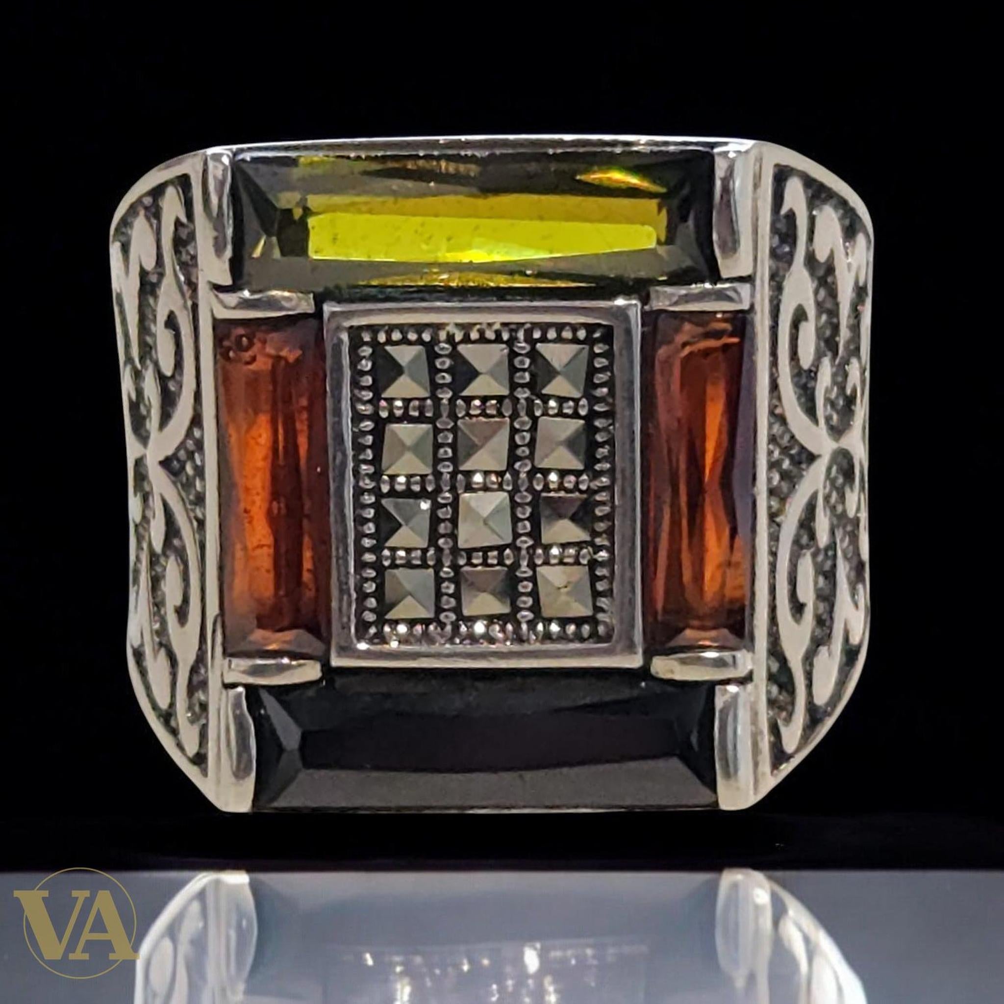 Bague homme argent 925 multigemmes - Argent 925 - Vindicta