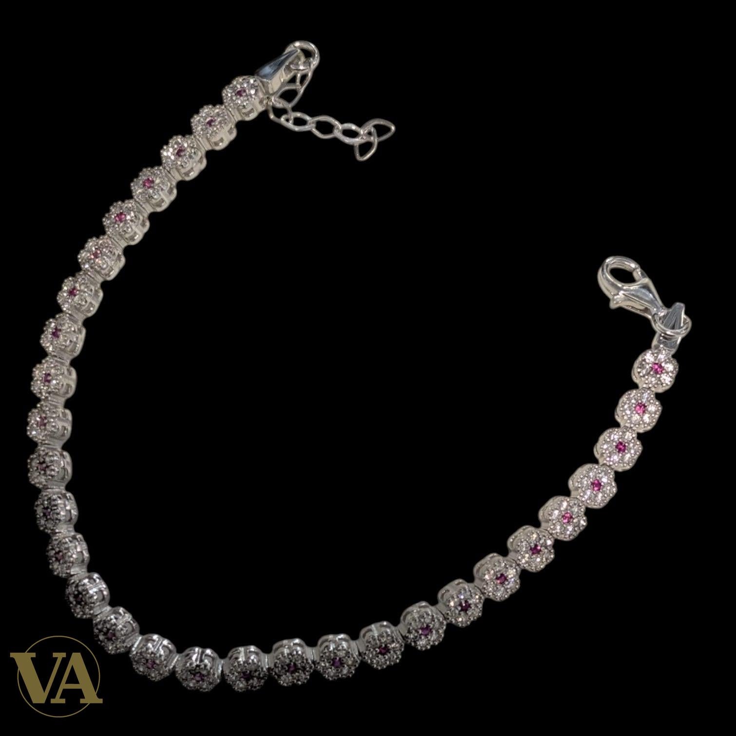 Bracelet Femme Argent 925 Oxydes Roses – Éclat Raffiné