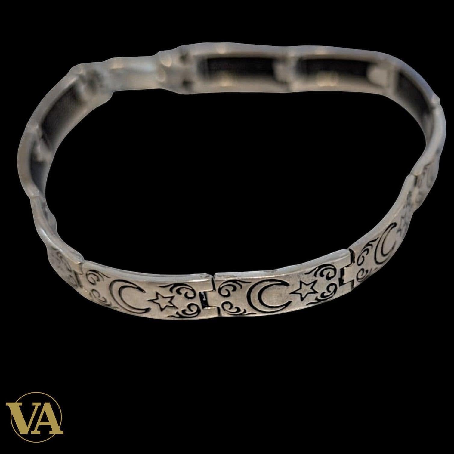 Bracelet Homme Argent 925 – Motifs Croissant & Étoile 7,2 mm | Bijoux Vindicta