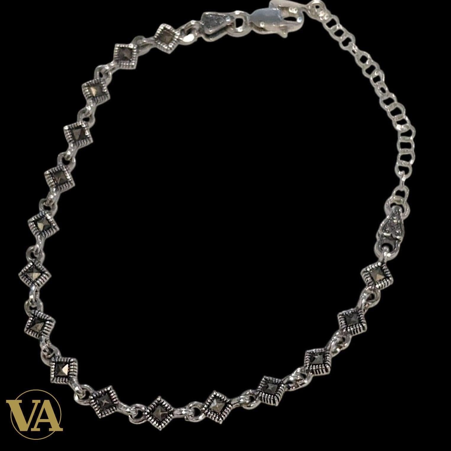 Bracelet Femme Argent 925 Losanges Marcassite Vintage | Bijoux Vindicta