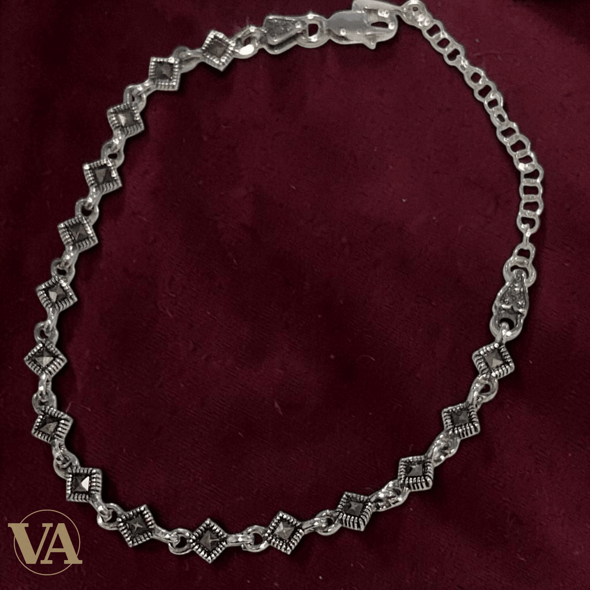 Bracelet Femme Argent 925 Losanges Marcassite Vintage - Argent 925 - Vindicta