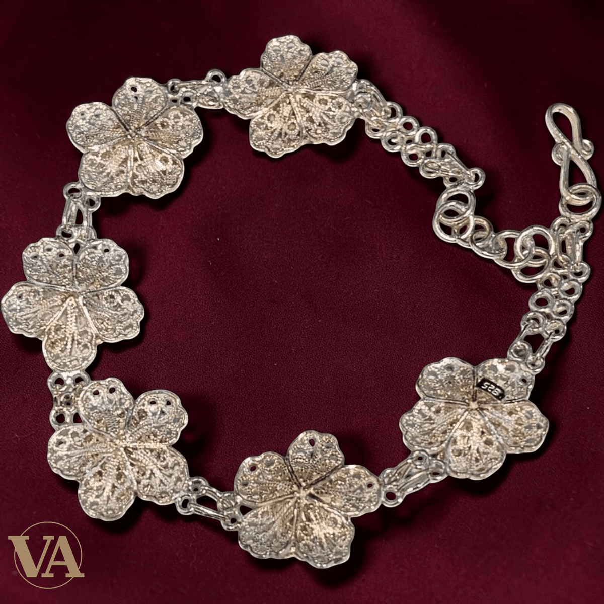 Bracelet Femme Argent 925 Massif – Fleurs 4 Pétales Filigranes - Argent 925 - Vindicta