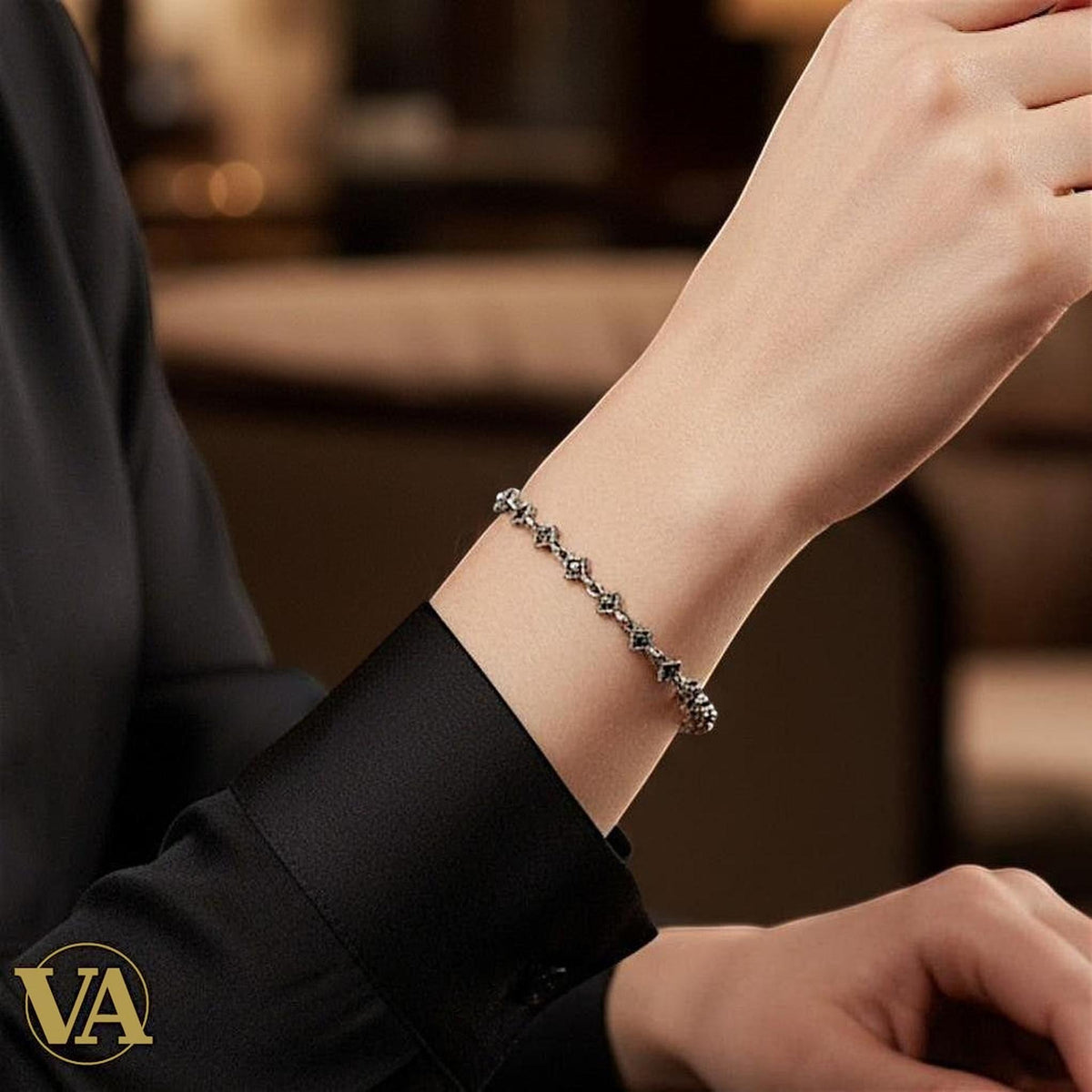 Bracelet Femme Argent 925 Losanges Marcassite Vintage