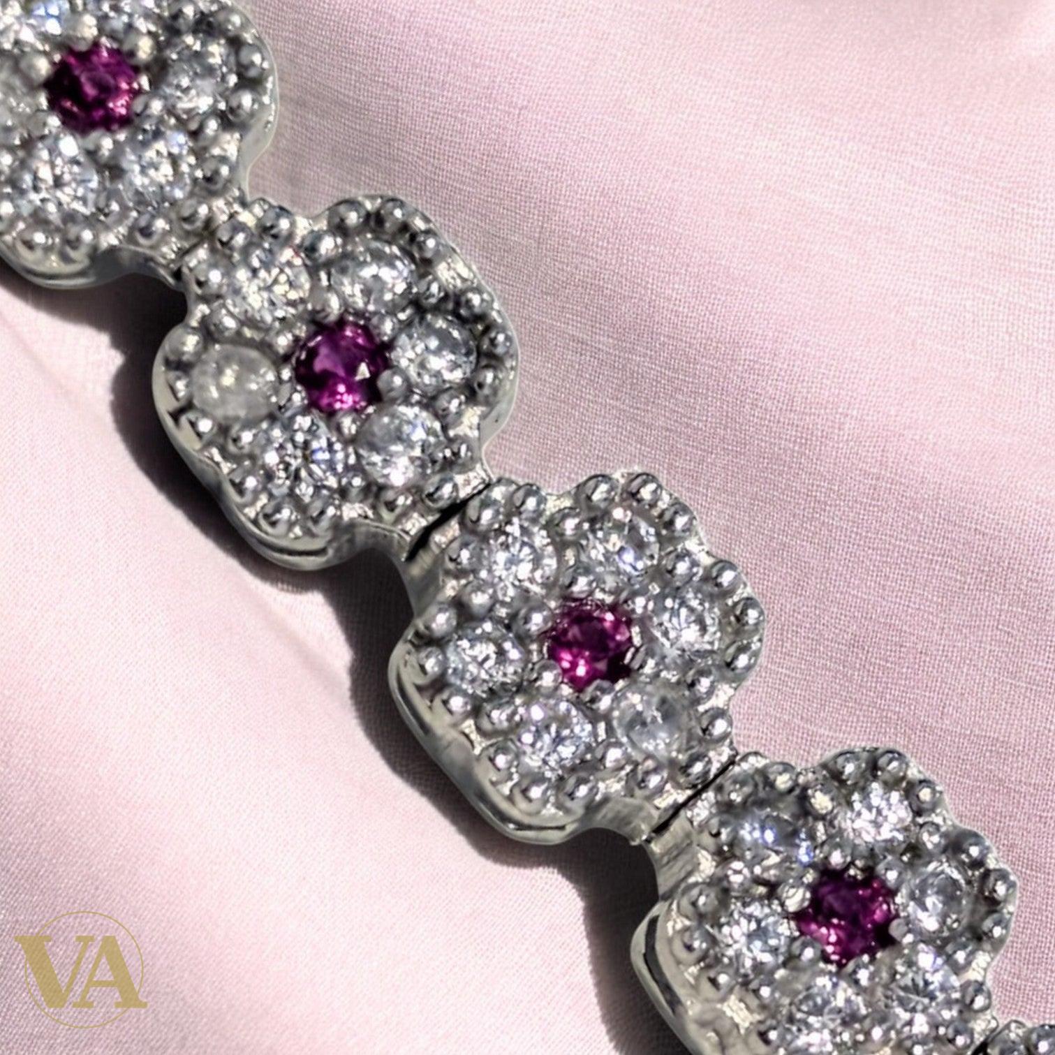 Bracelet Femme Argent 925 Oxydes Roses – Éclat Raffiné