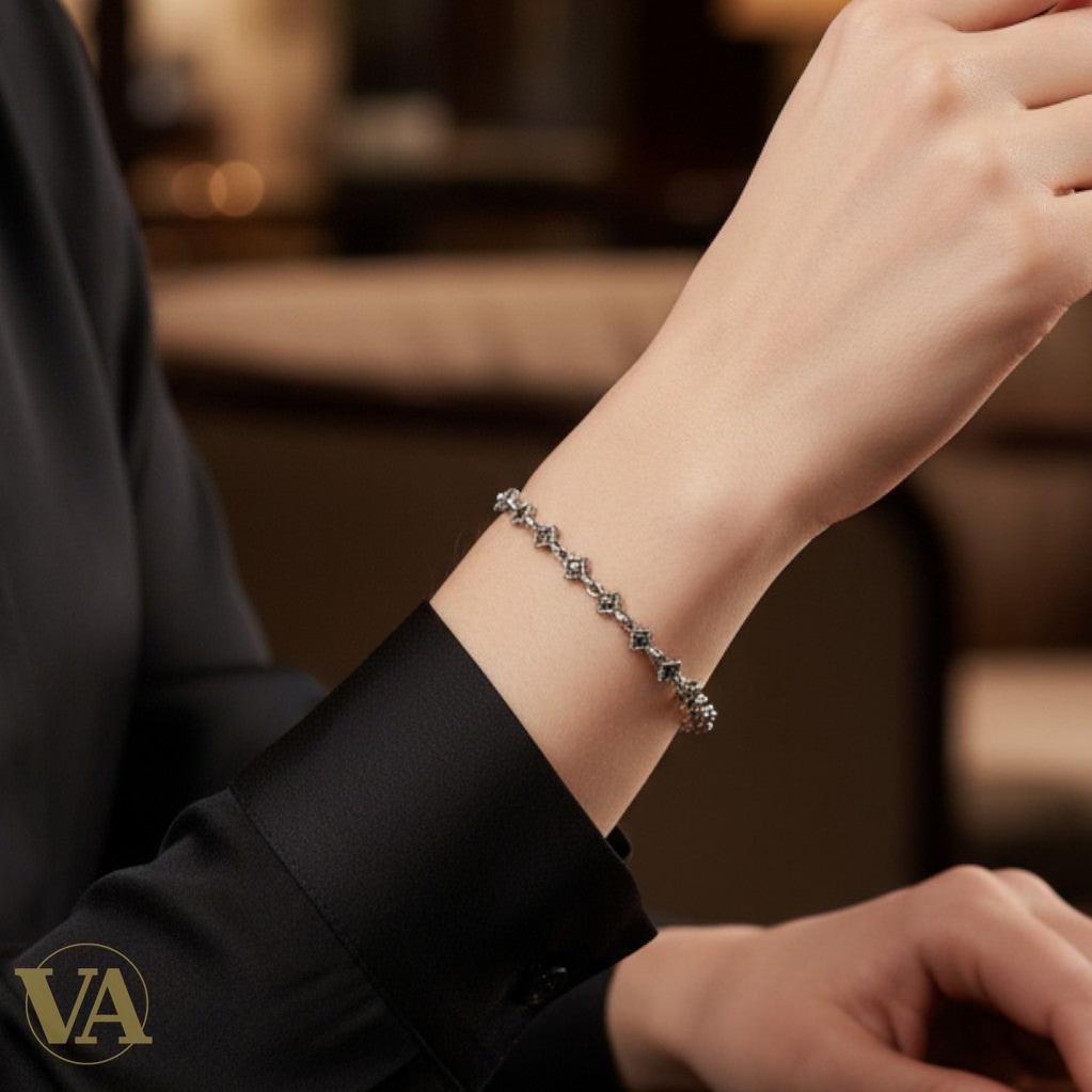Bracelet femme argent 925 losanges sertis de marcassites