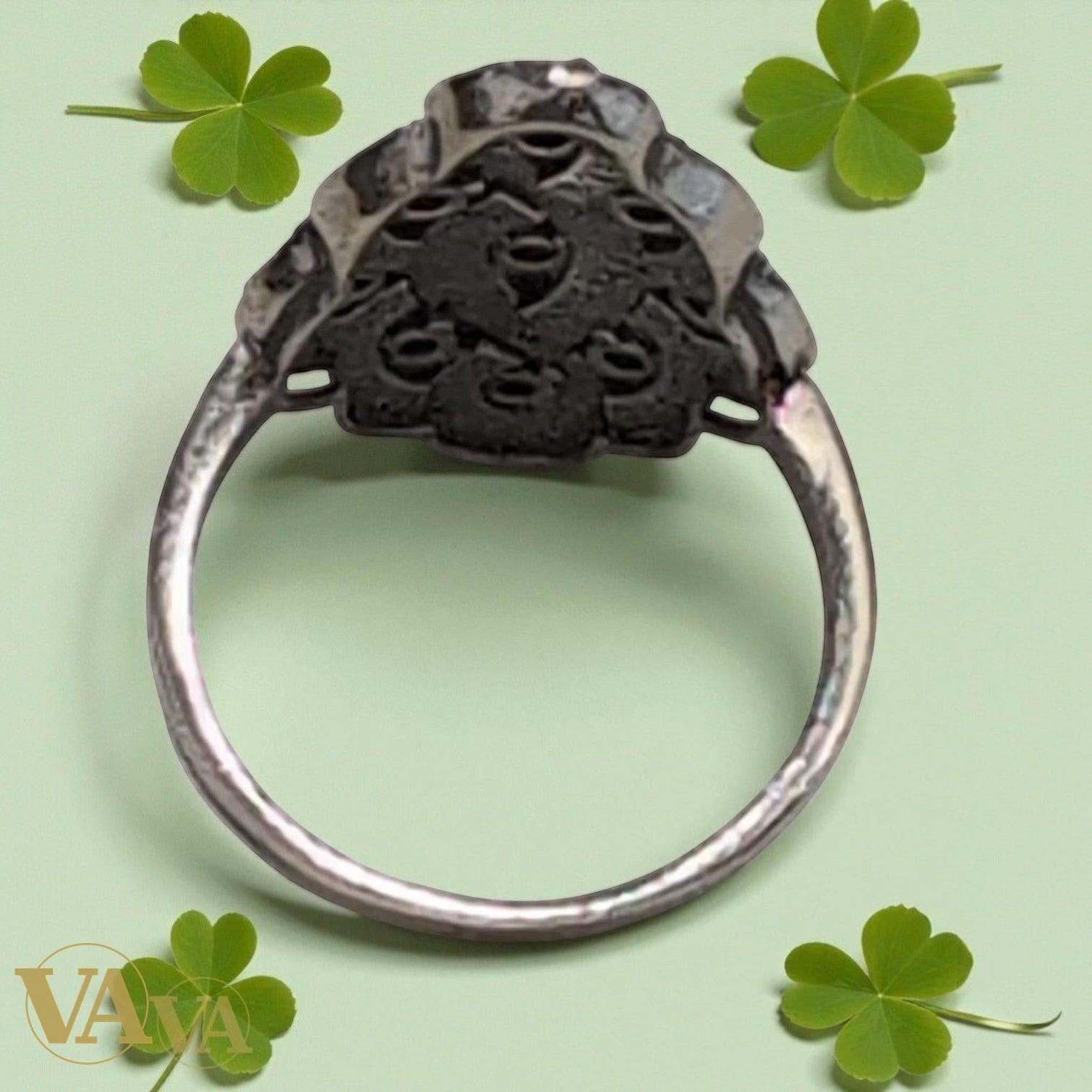 Bague femme arabesque en argent 925, améthyste & marcassite | Bijoux Vindicta