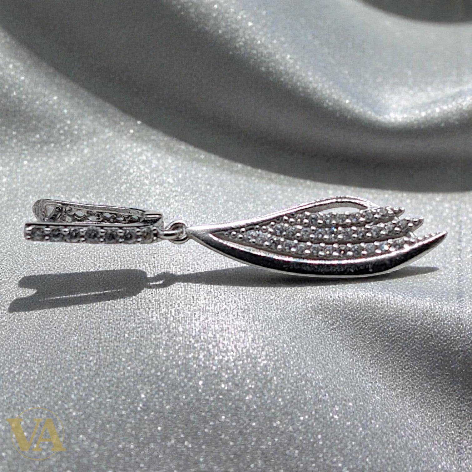 Boucles d'Oreilles Femme Pendantes Argent 925 – Aile Pavée Zirconium | Bijoux Vindicta