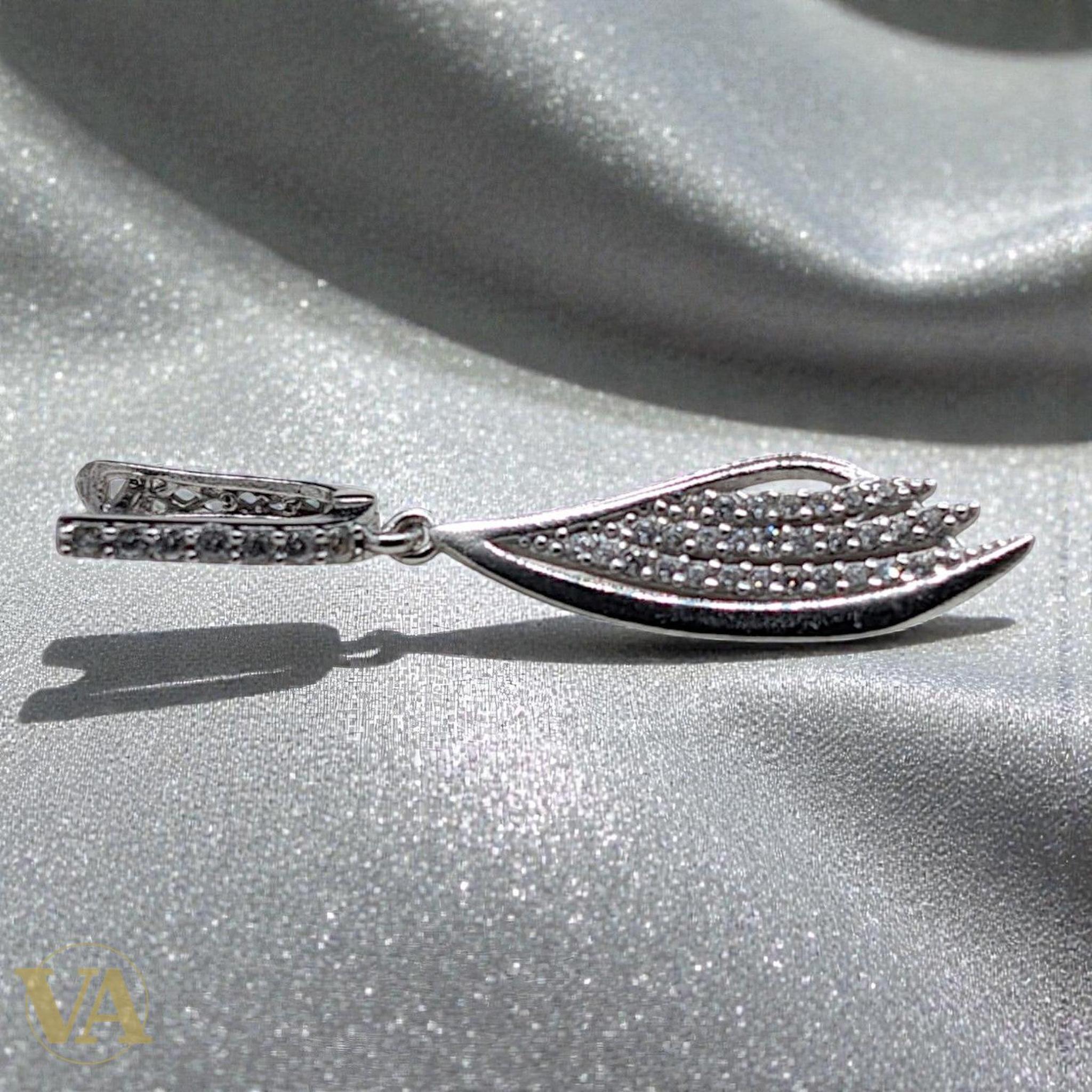 Boucles d'Oreilles Femme Pendantes Argent 925 – Aile Pavée Zirconium - Argent 925 - Vindicta