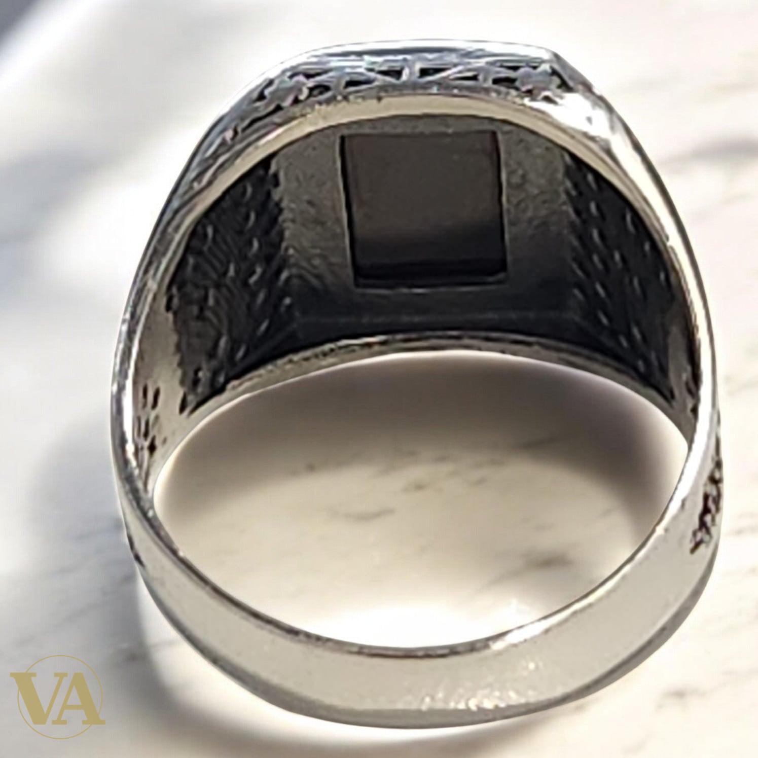 Bague homme argent 925 onyx noir facetté