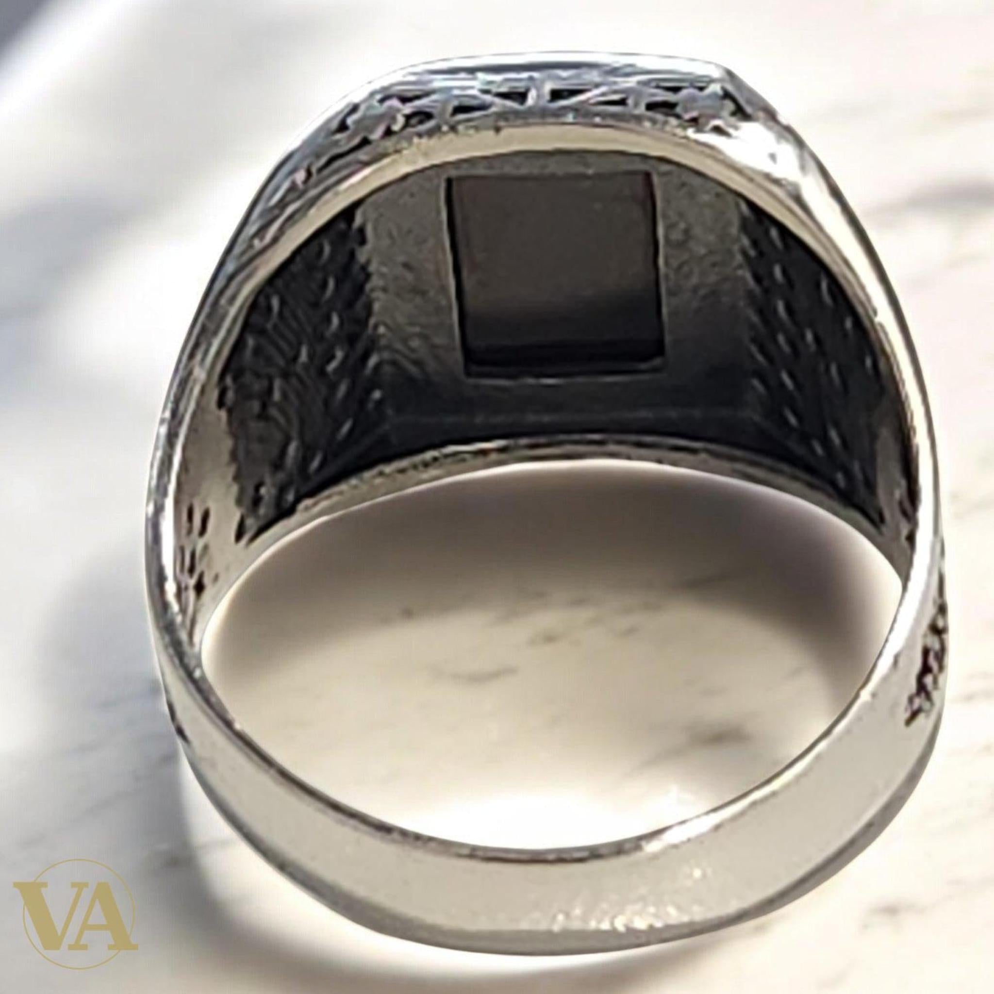 Bague homme argent 925 onyx noir facetté - Argent 925 - Vindicta